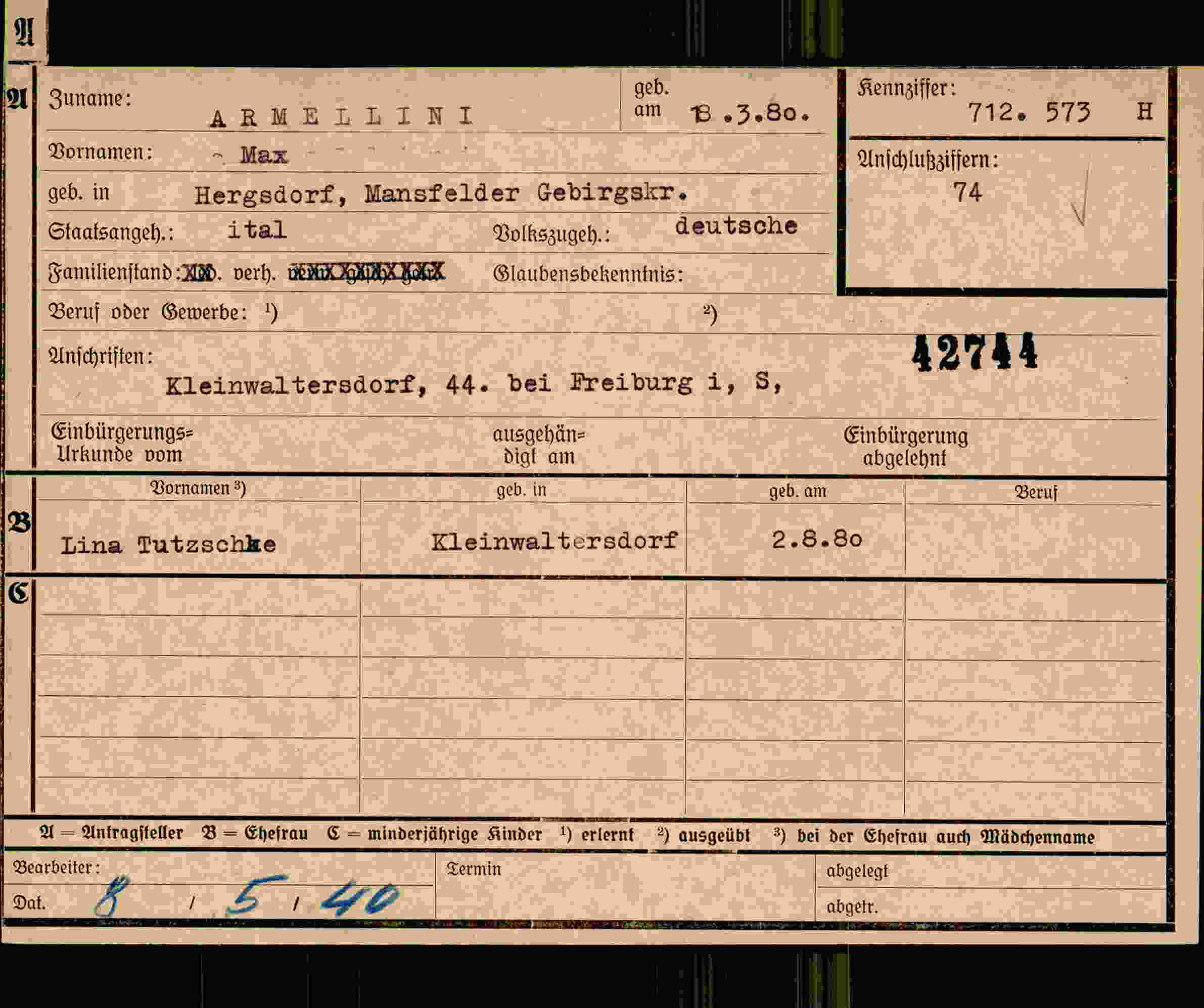 Vorderseite des Dokuments