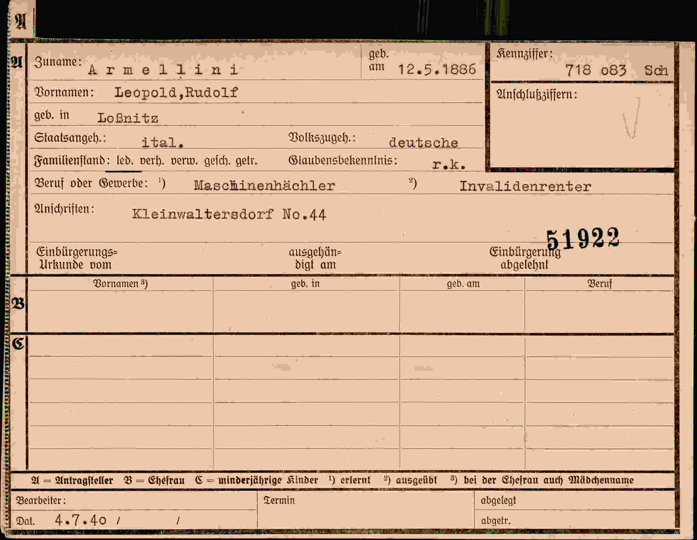 Dokument für Leopold,Rudolf Armellini