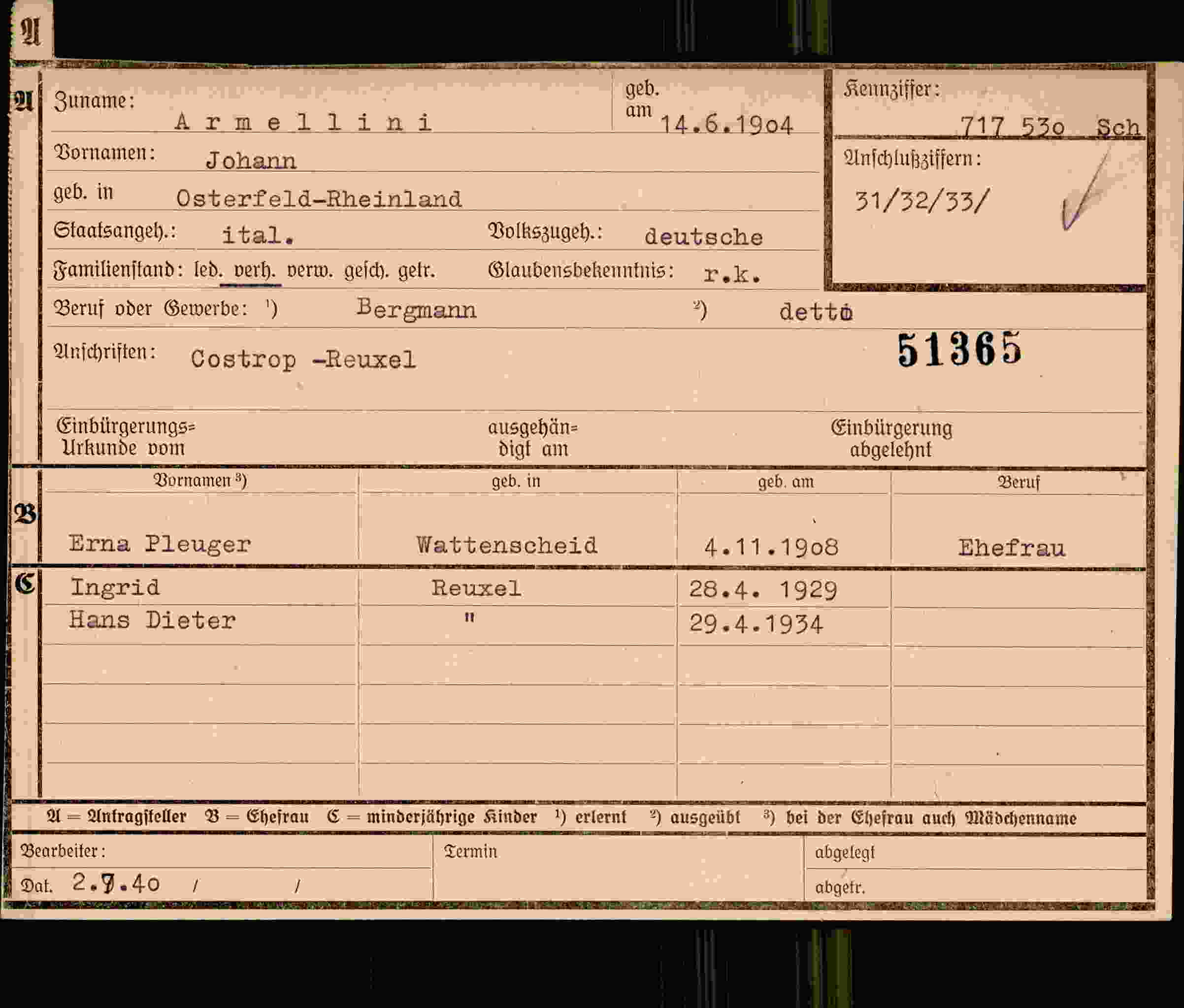 Dokument für Johann Armellini