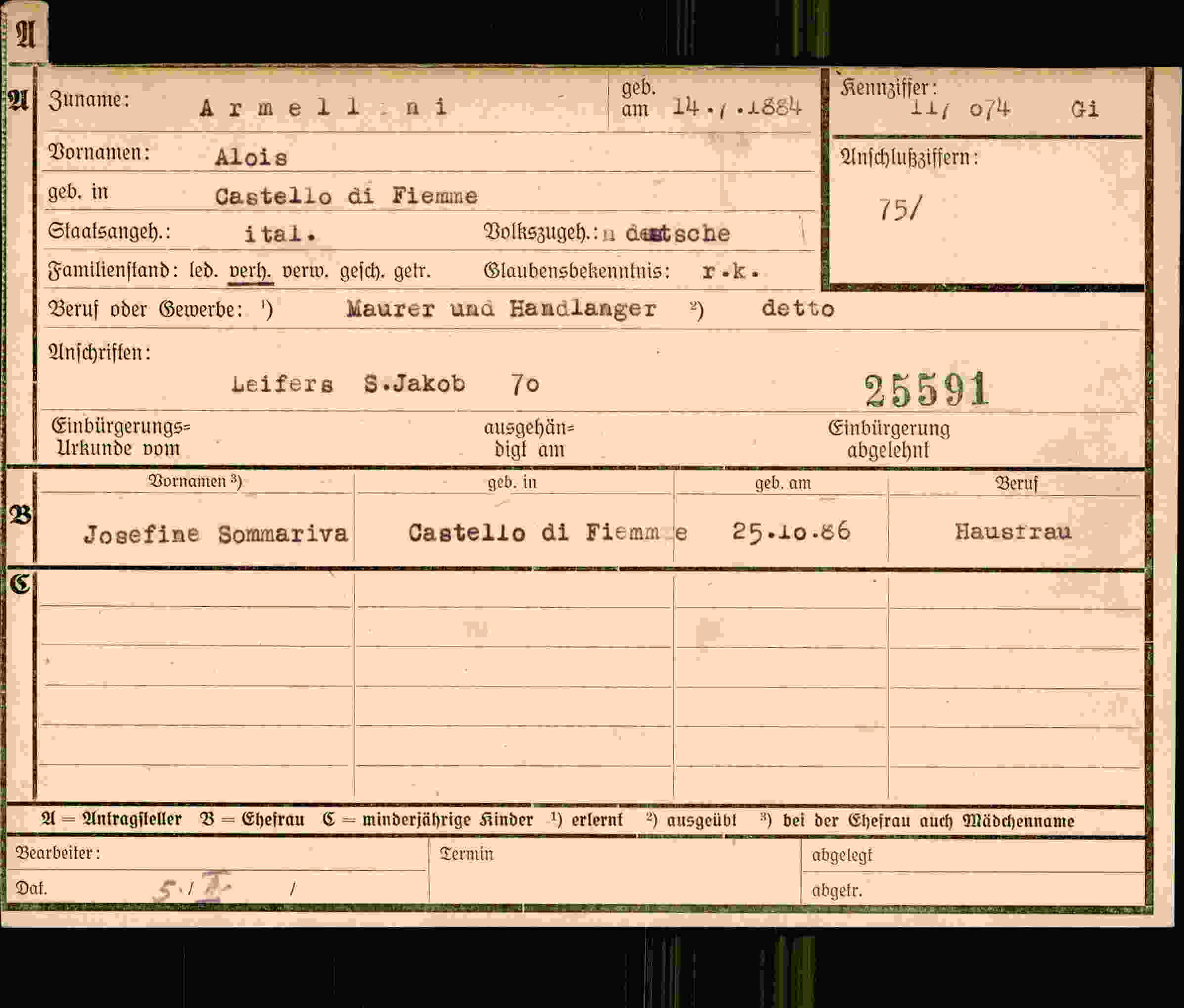 Vorderseite des Dokuments