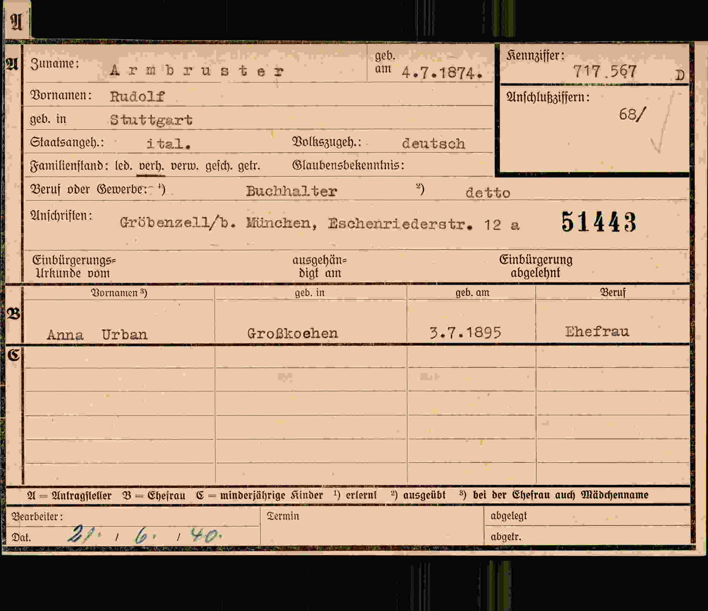 Dokument für Rudolf Armbruster