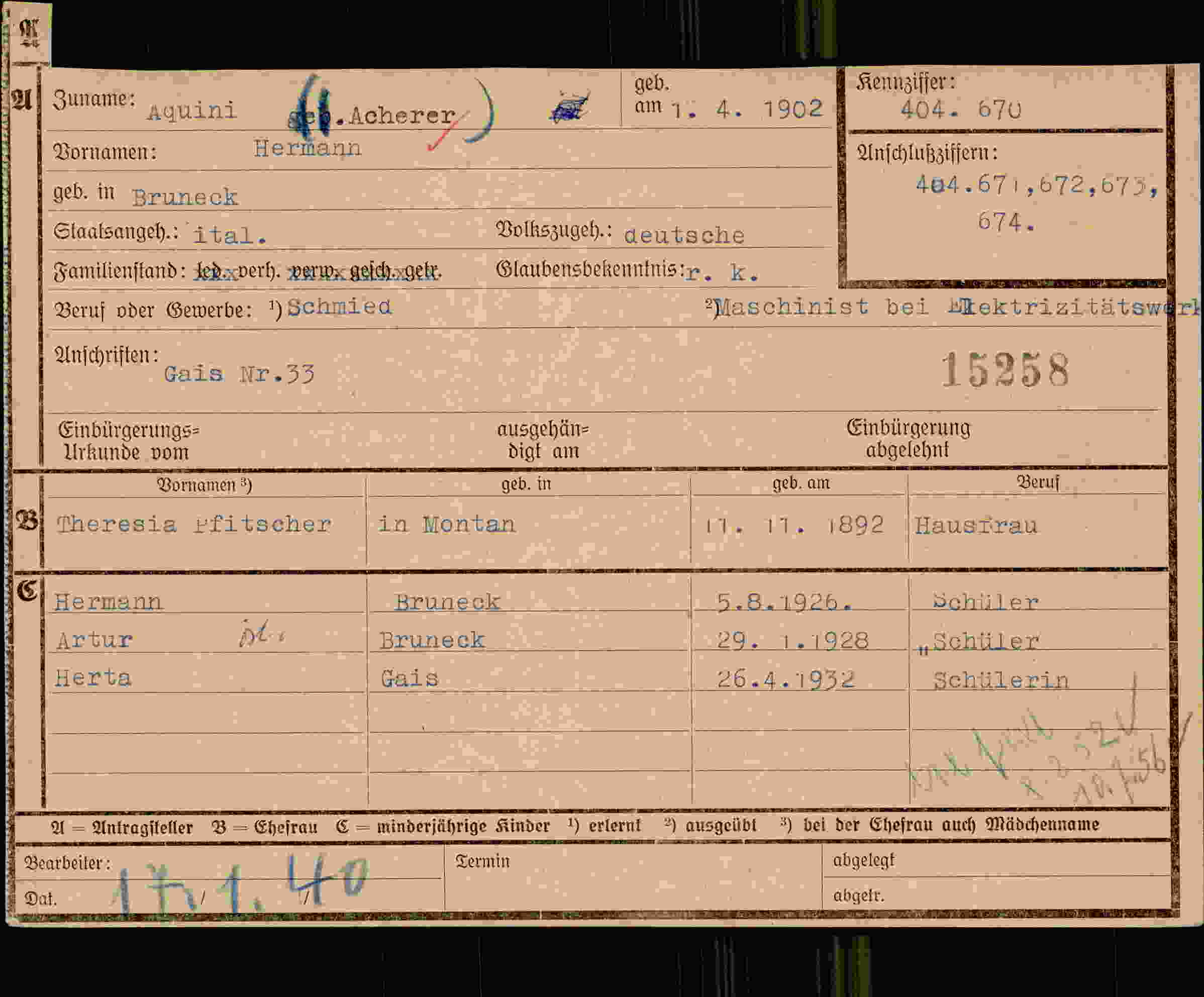 Dokument für Hermann Acherer