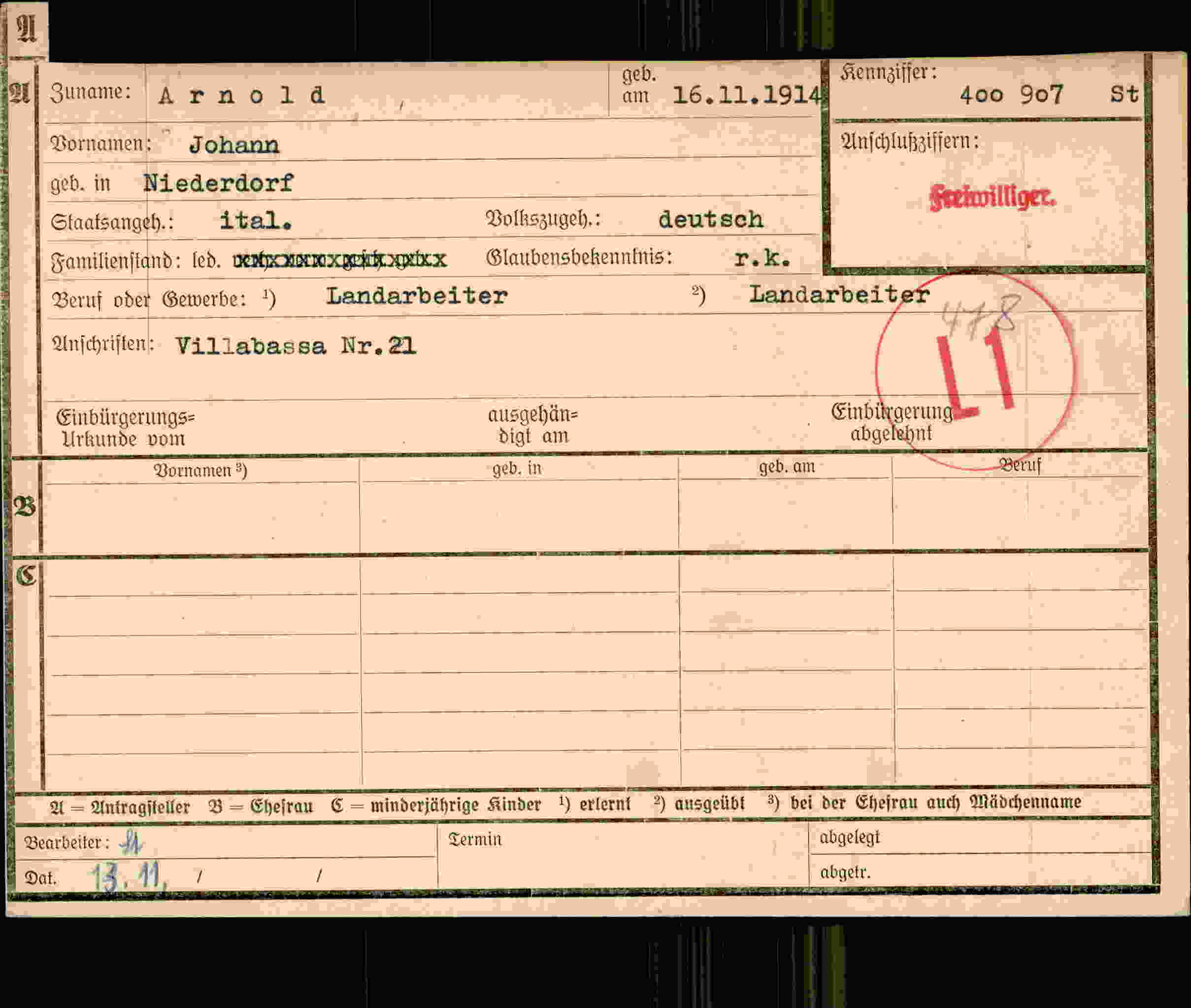 Vorderseite des Dokuments