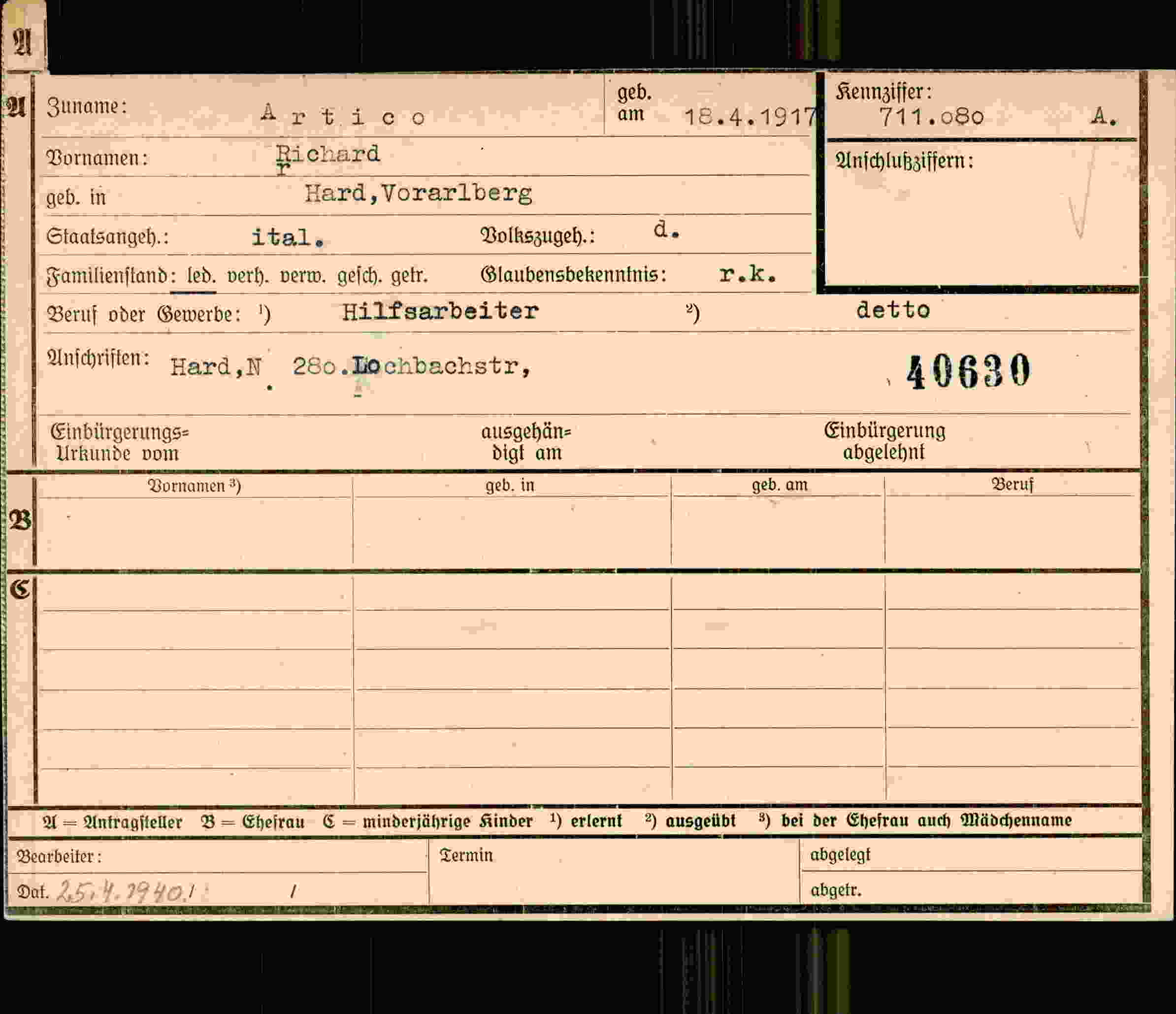 Dokument für Richard Artico
