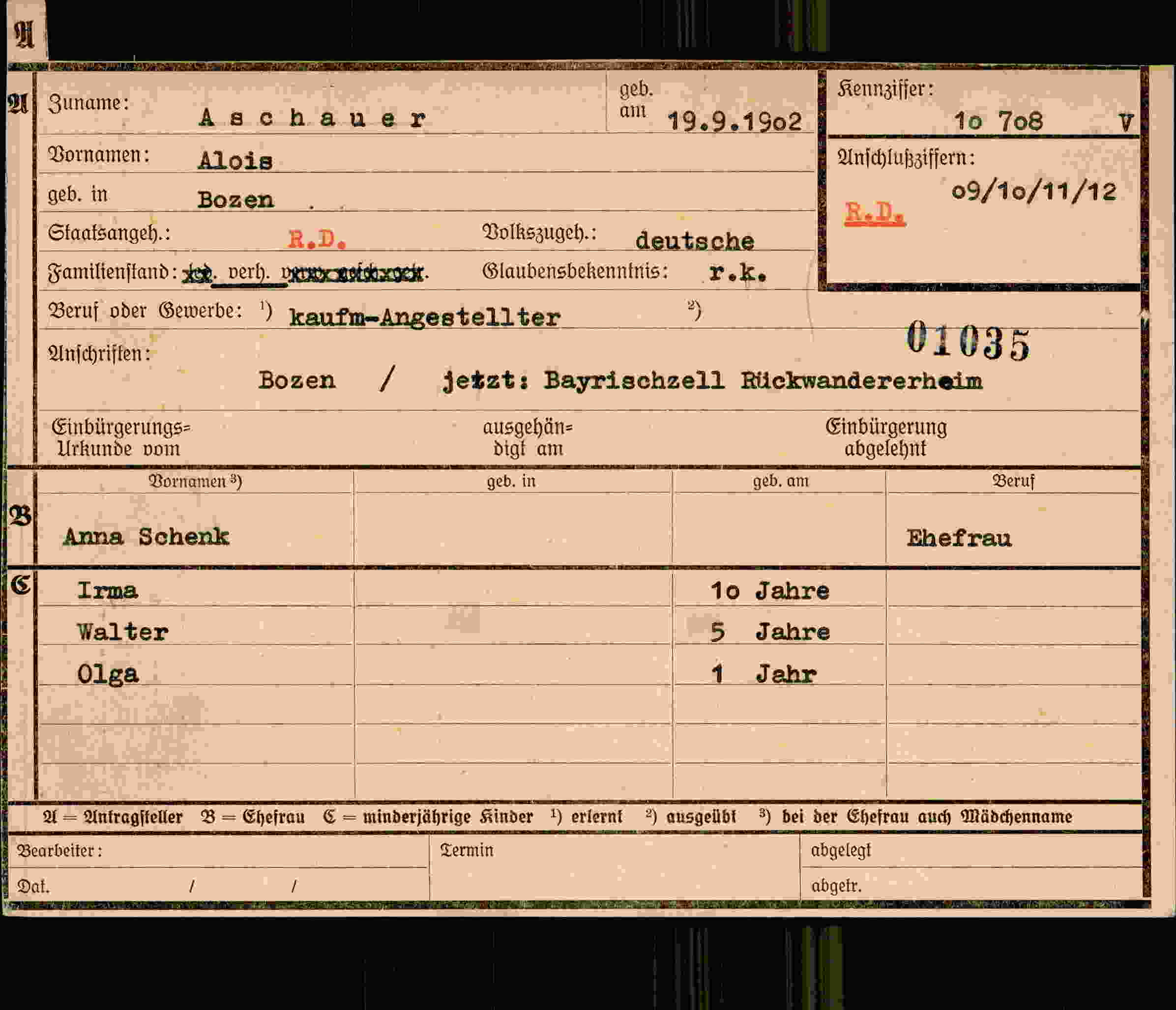 Dokument für Alois Aschauer