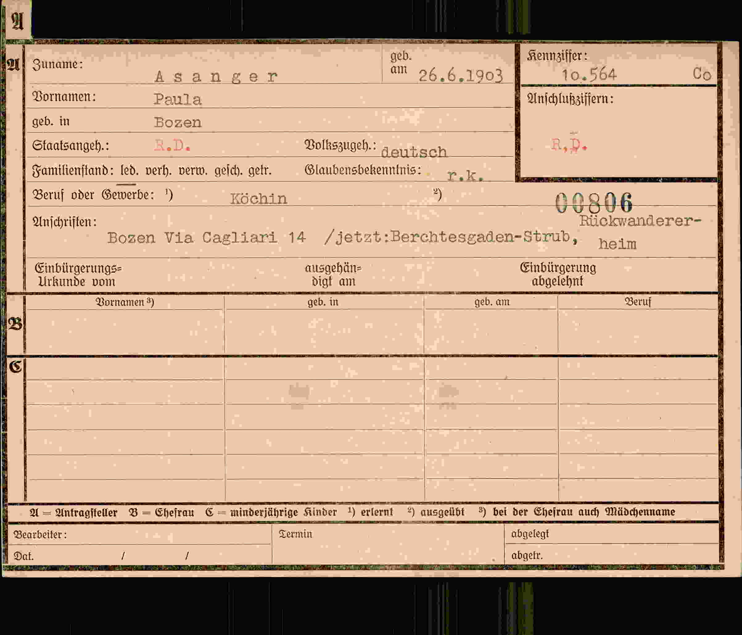 Vorderseite des Dokuments