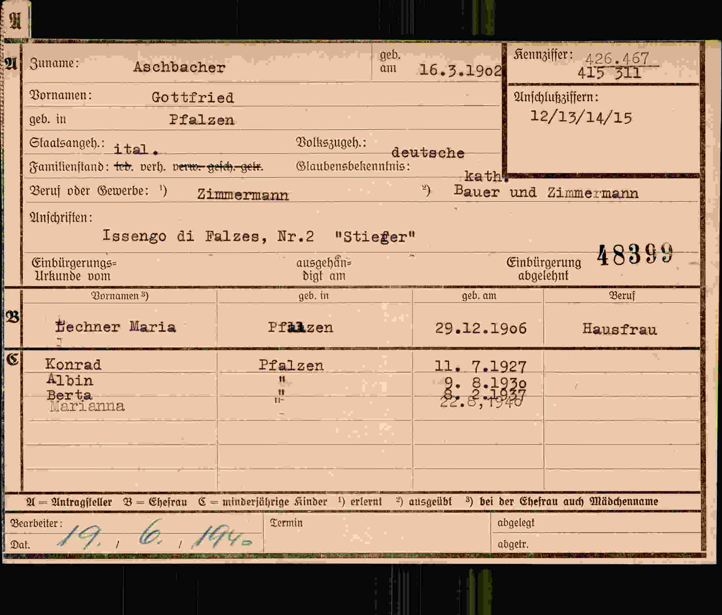 Dokument für Gottfried Aschbacher