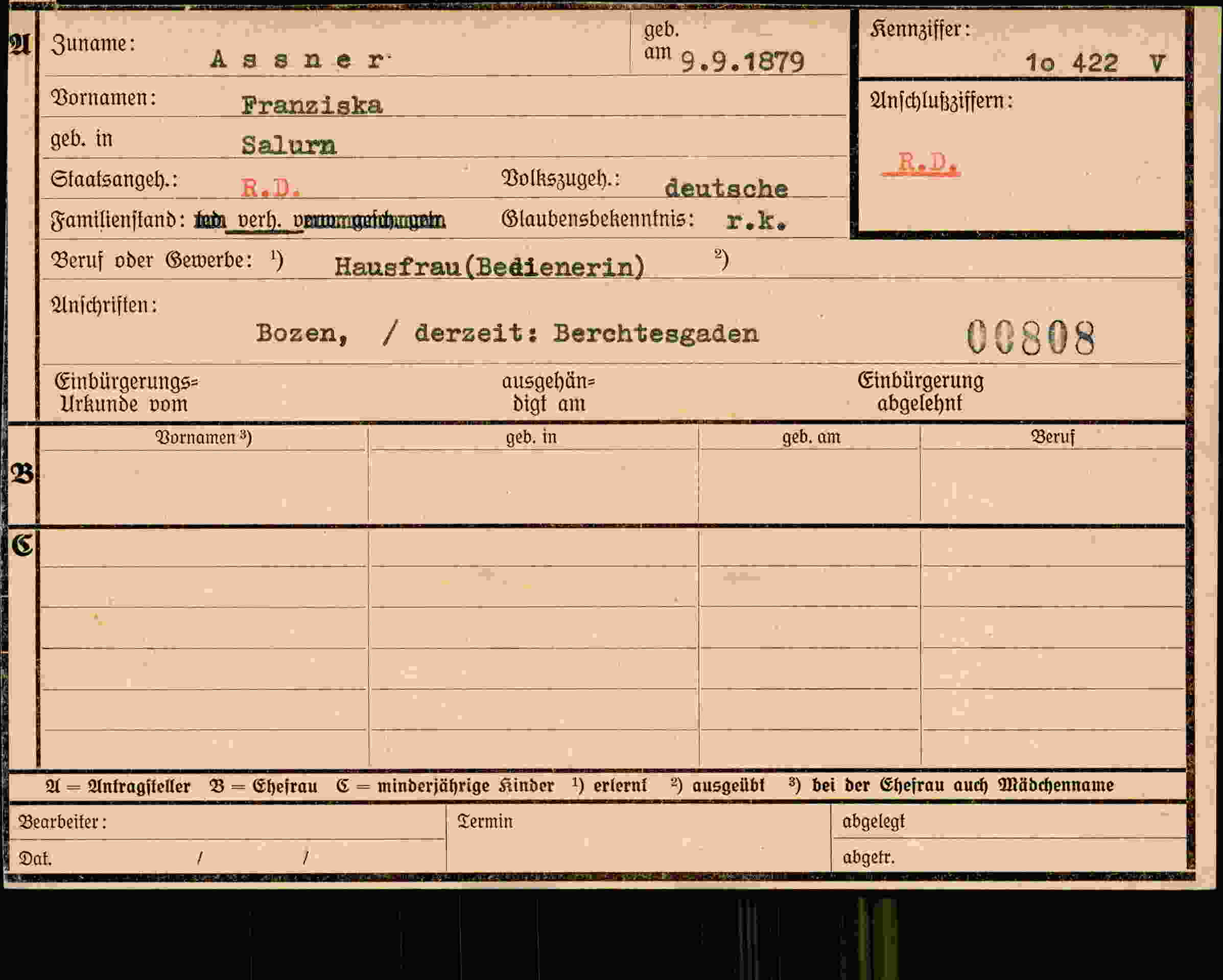 Dokument für Franziska Assner