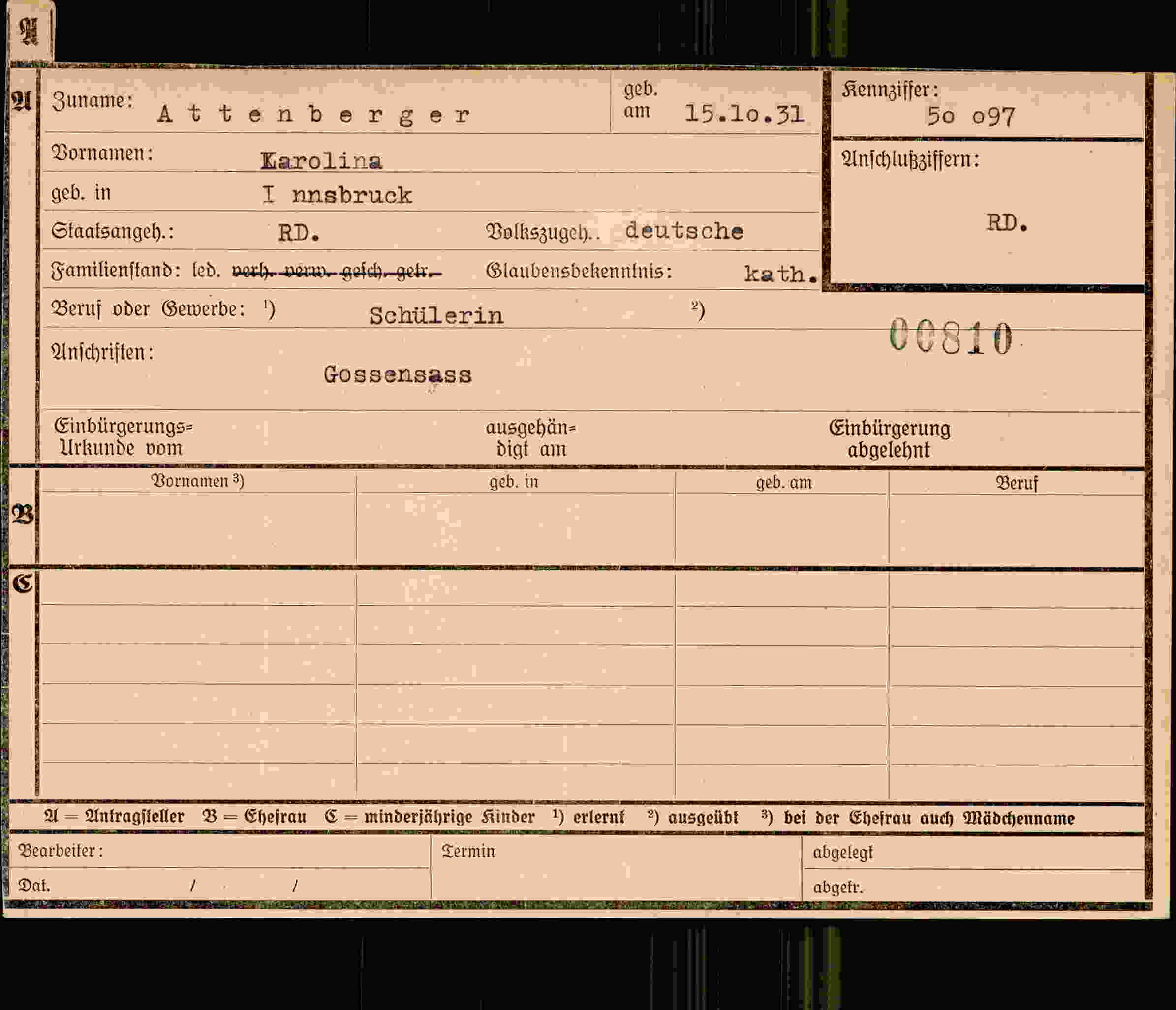 Dokument für Karolina Attenberger