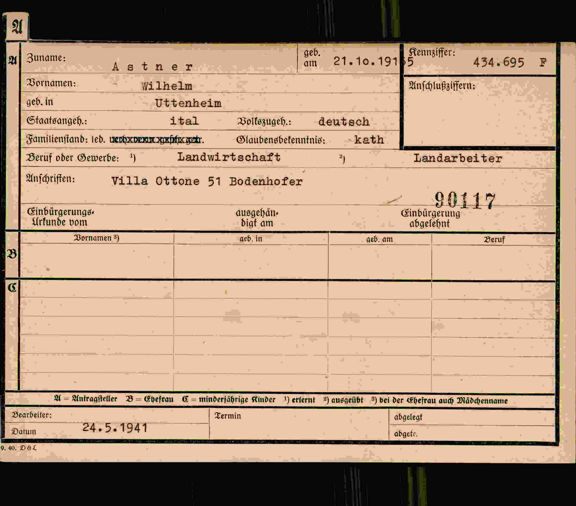 Dokument für Wilhelm Astner