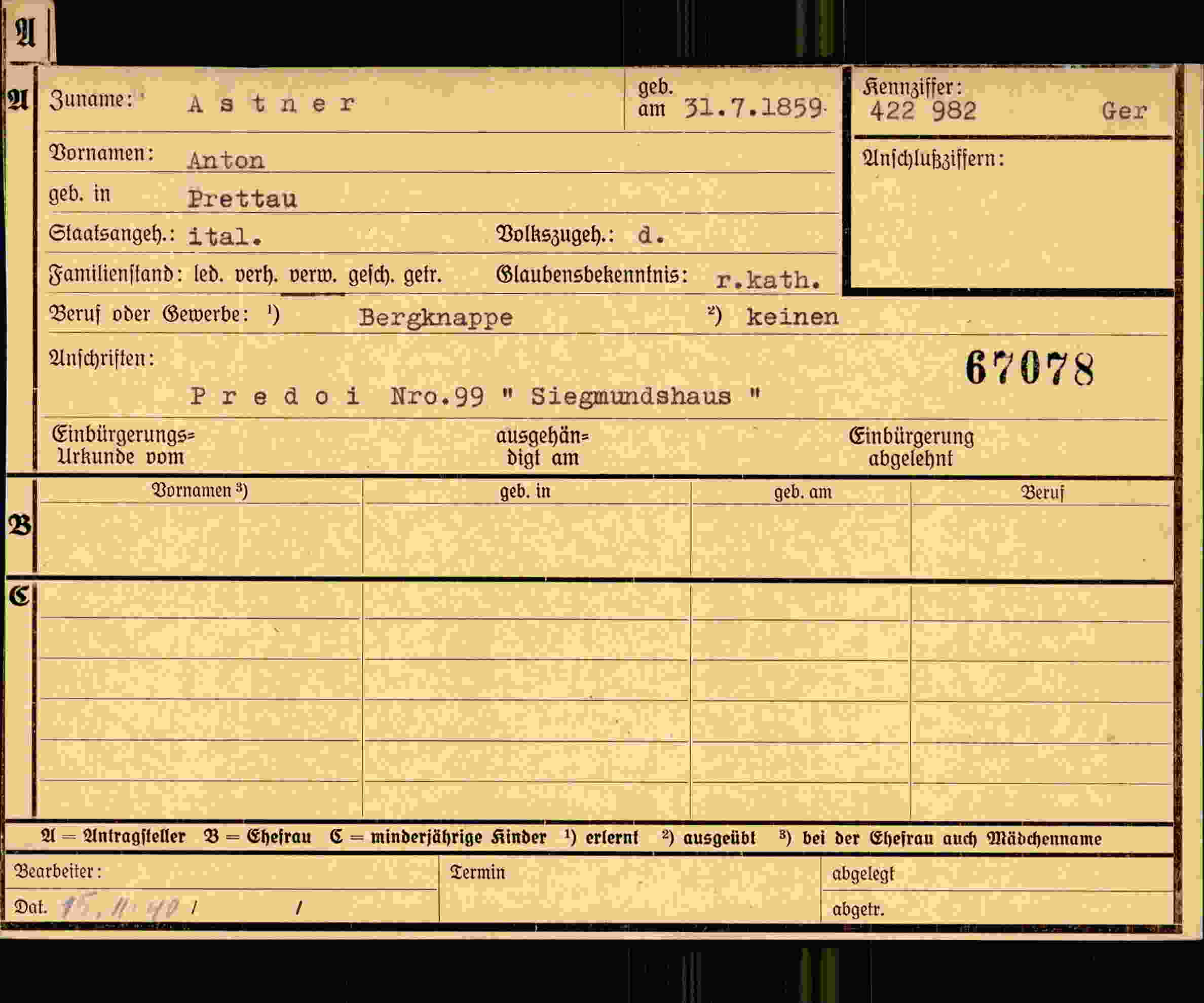 Dokument für Anton Astner