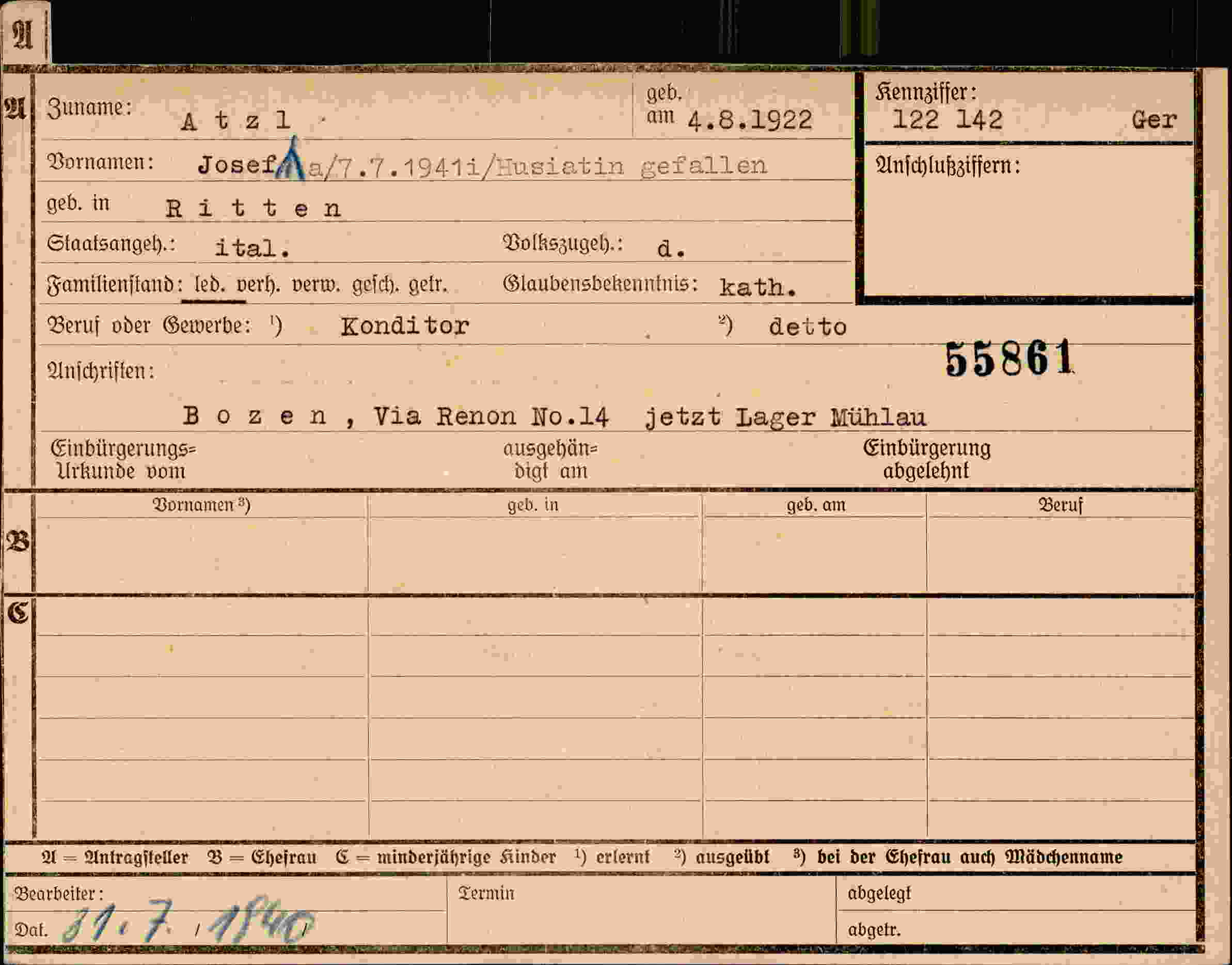 Dokument für Josef Atzl
