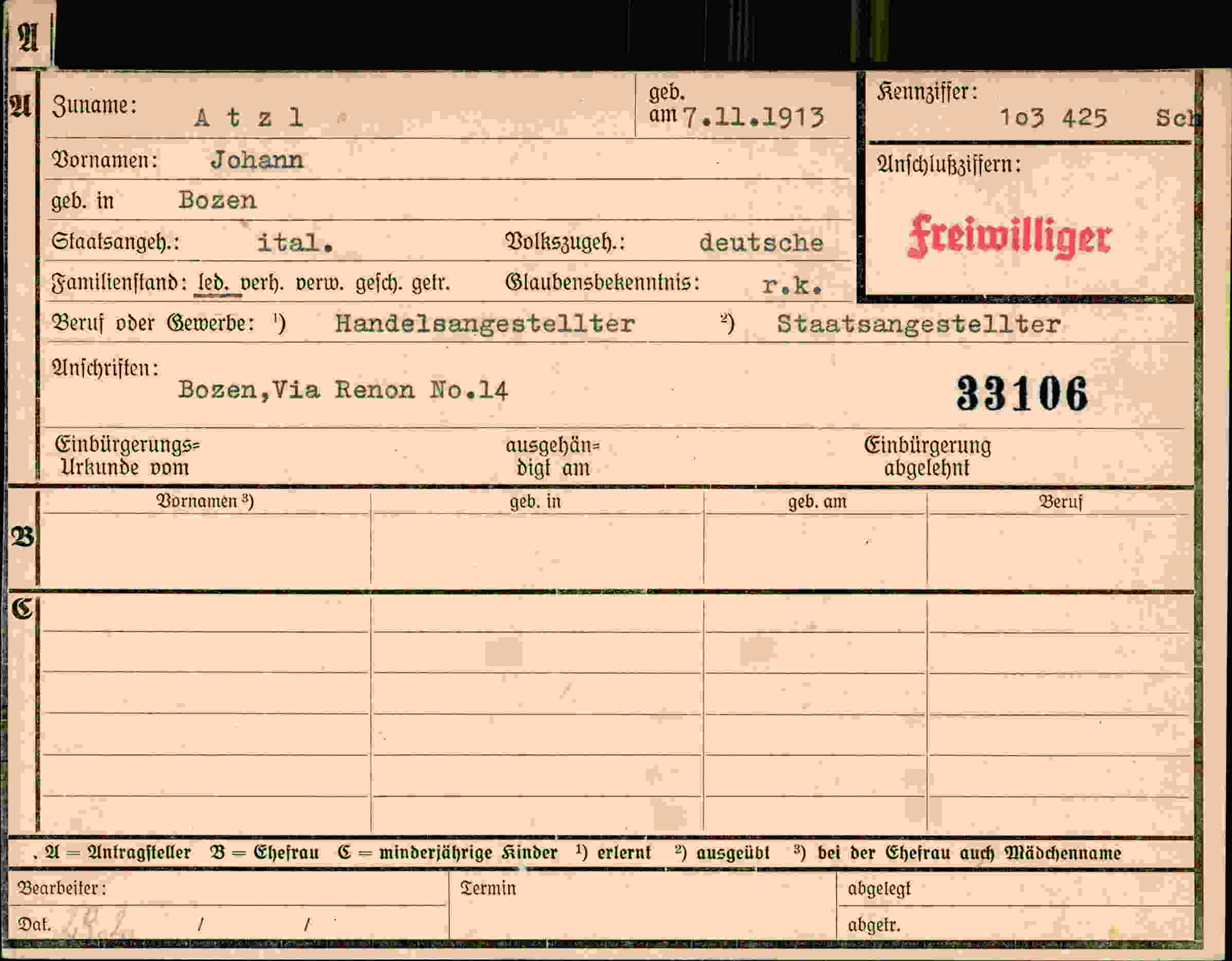 Vorderseite des Dokuments