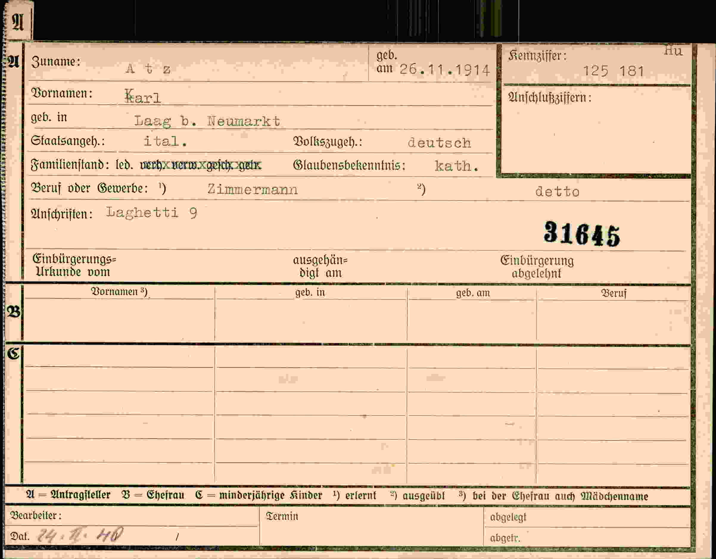 Dokument für Karl Atz