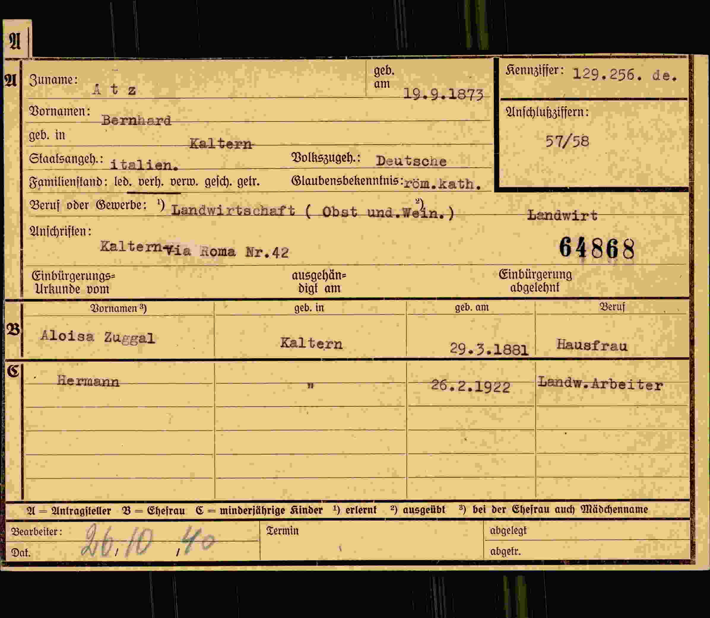 Dokument für Bernhard Atz