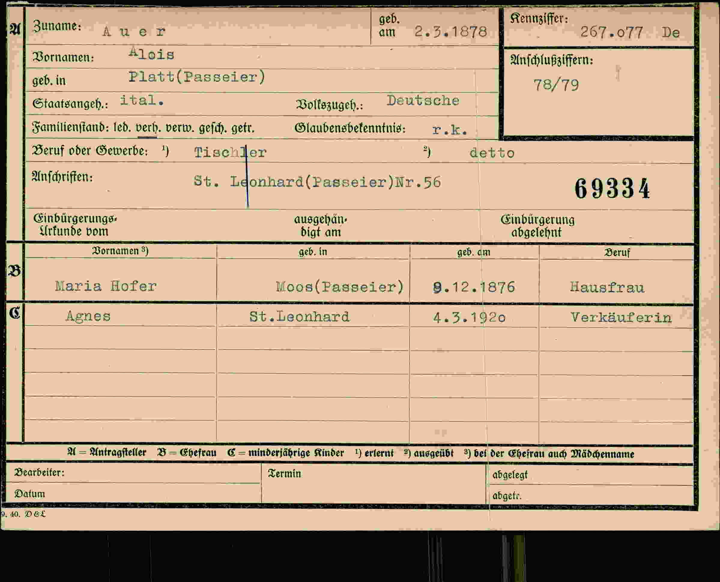 Dokument für Alois Auer