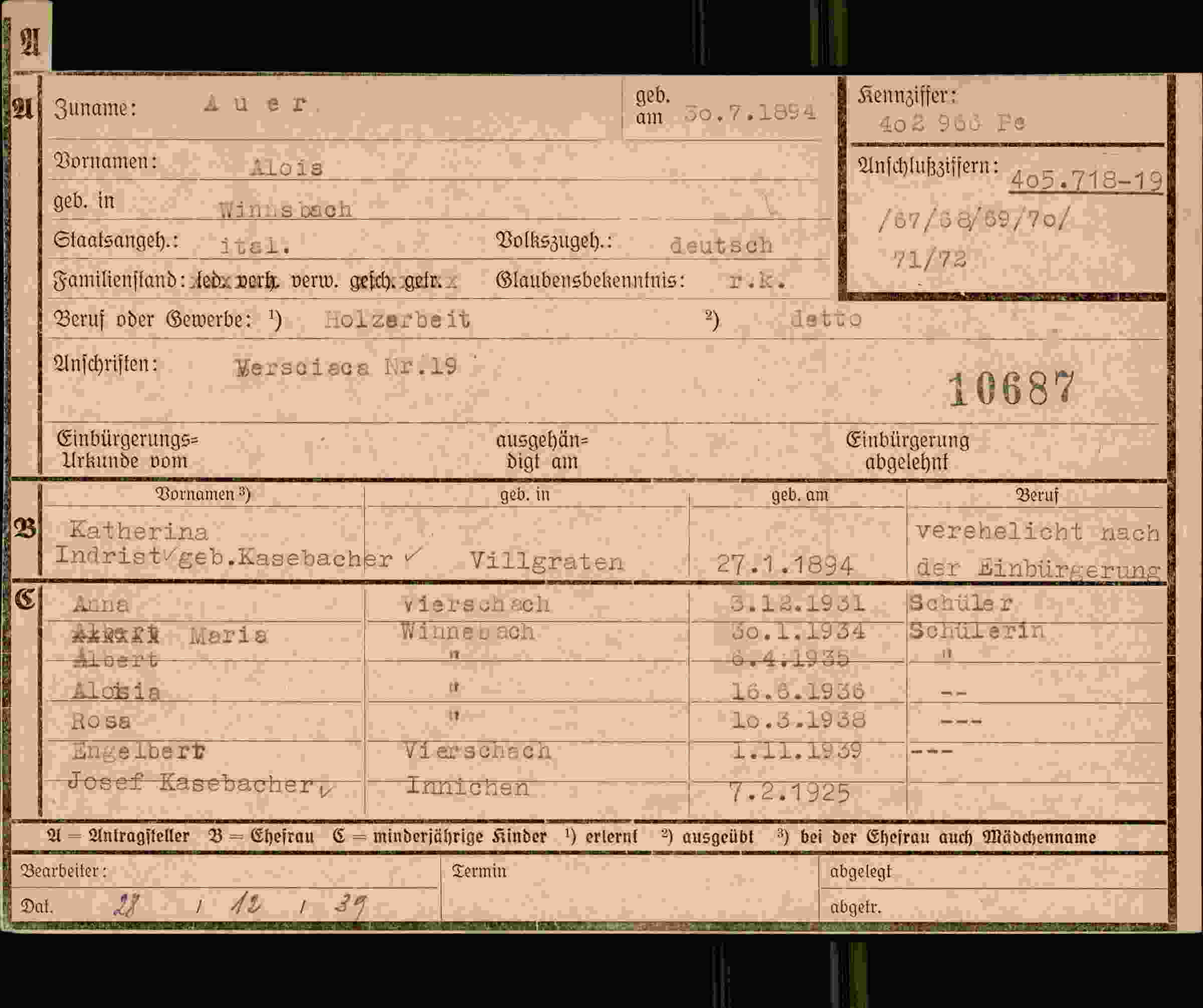 Dokument für Alois Auer