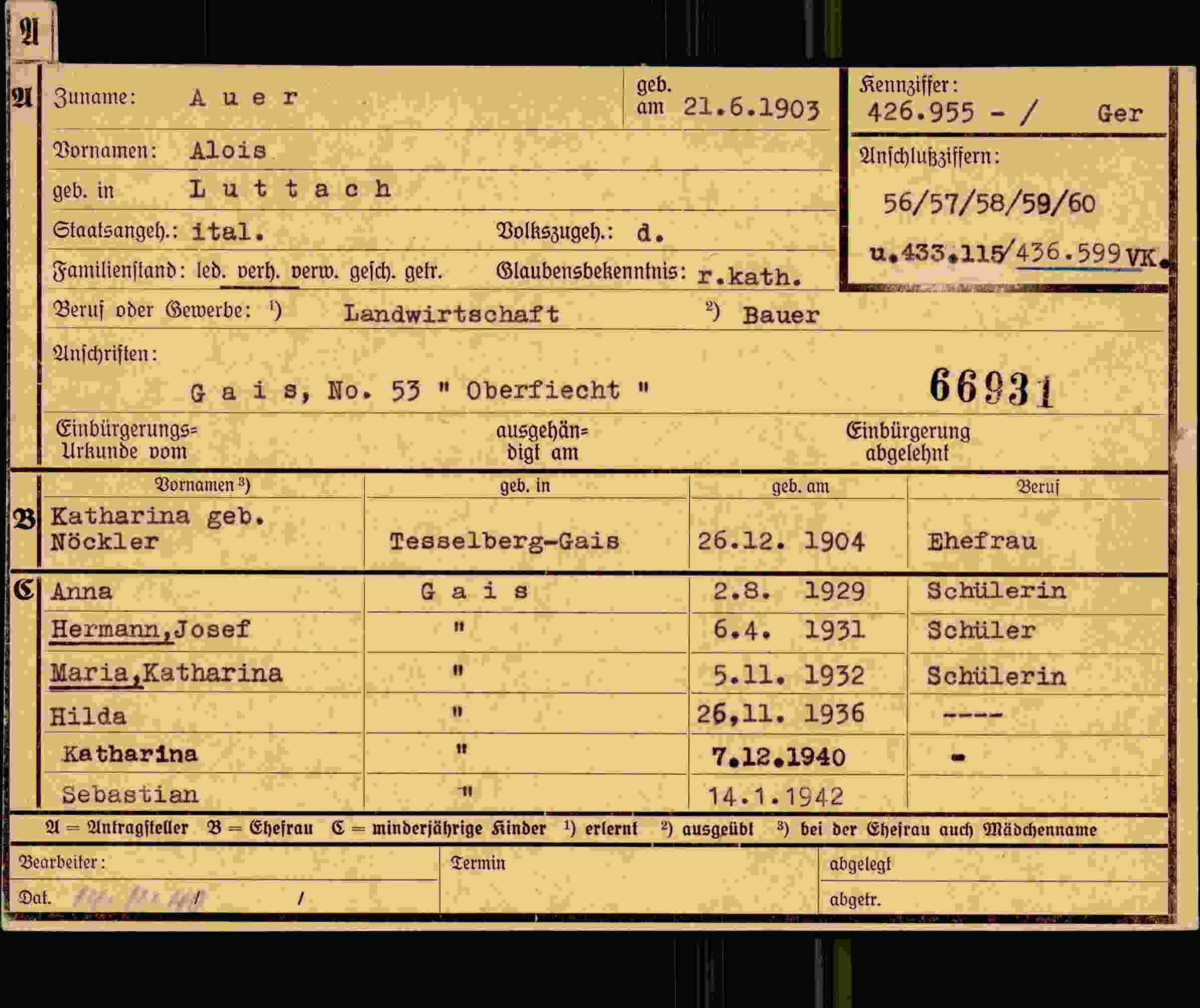 Dokument für Alois Auer