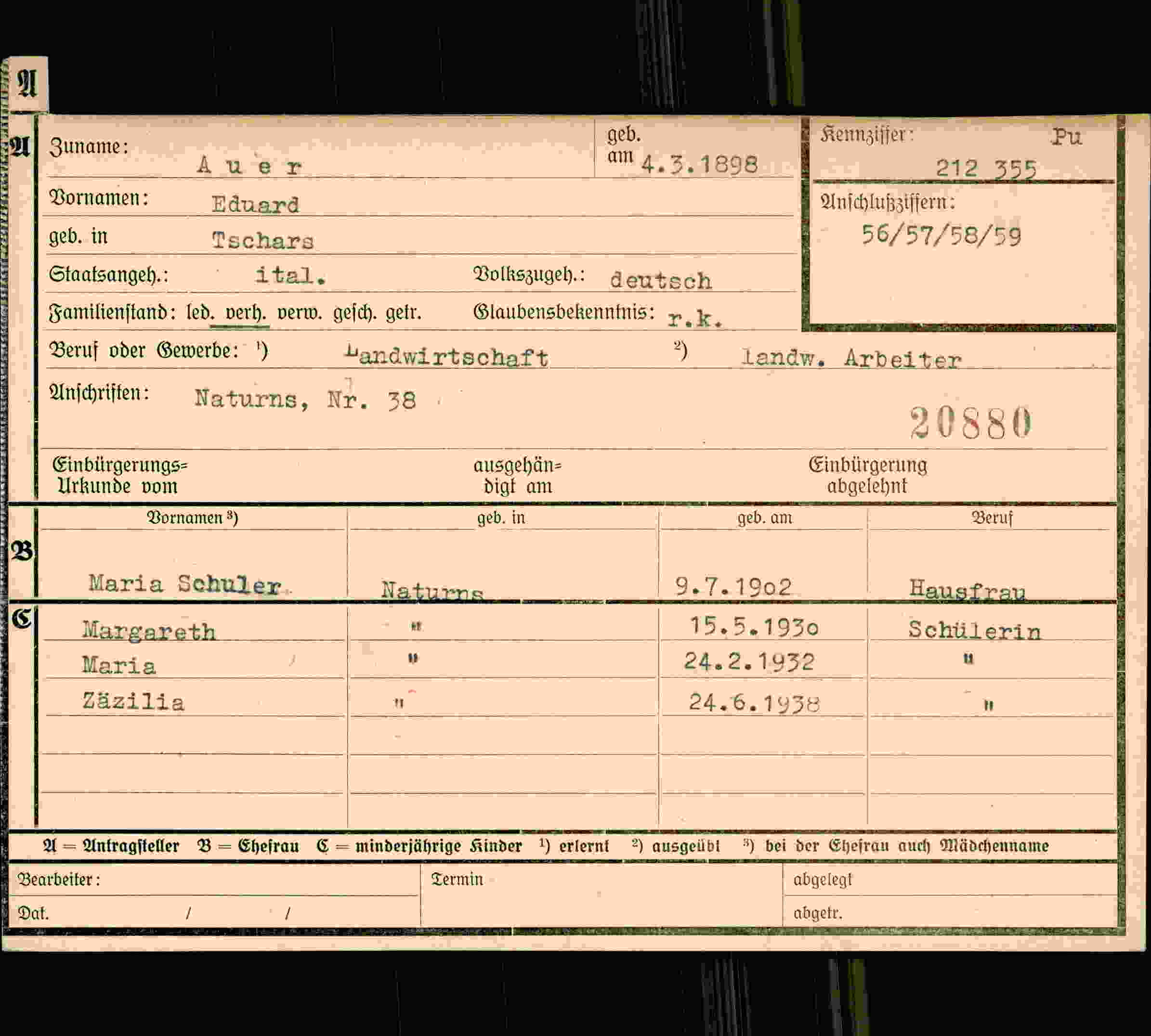 Dokument für Eduard Auer