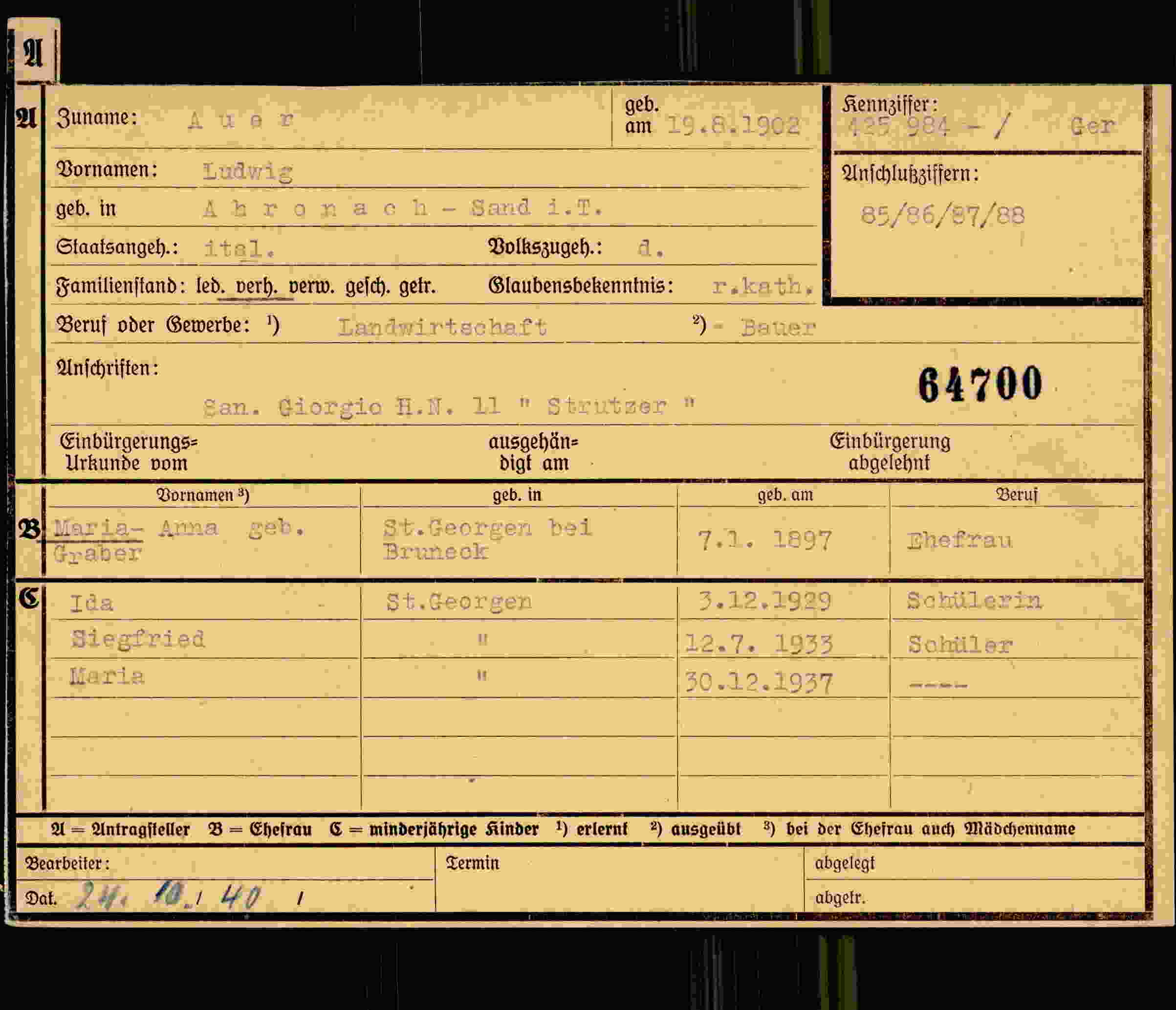 Vorderseite des Dokuments