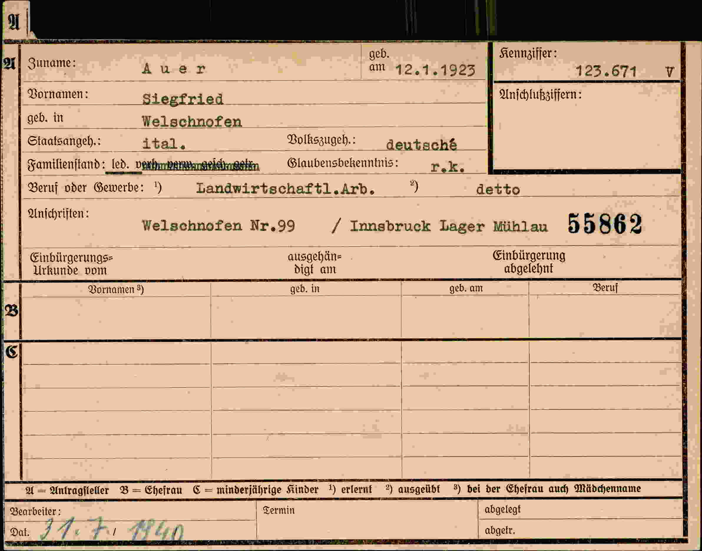 Dokument für Siegfried Auer