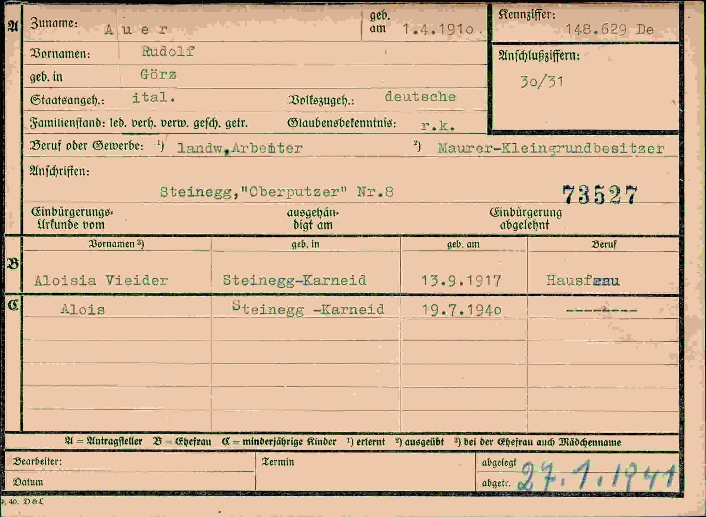 Dokument für Rudolf Auer