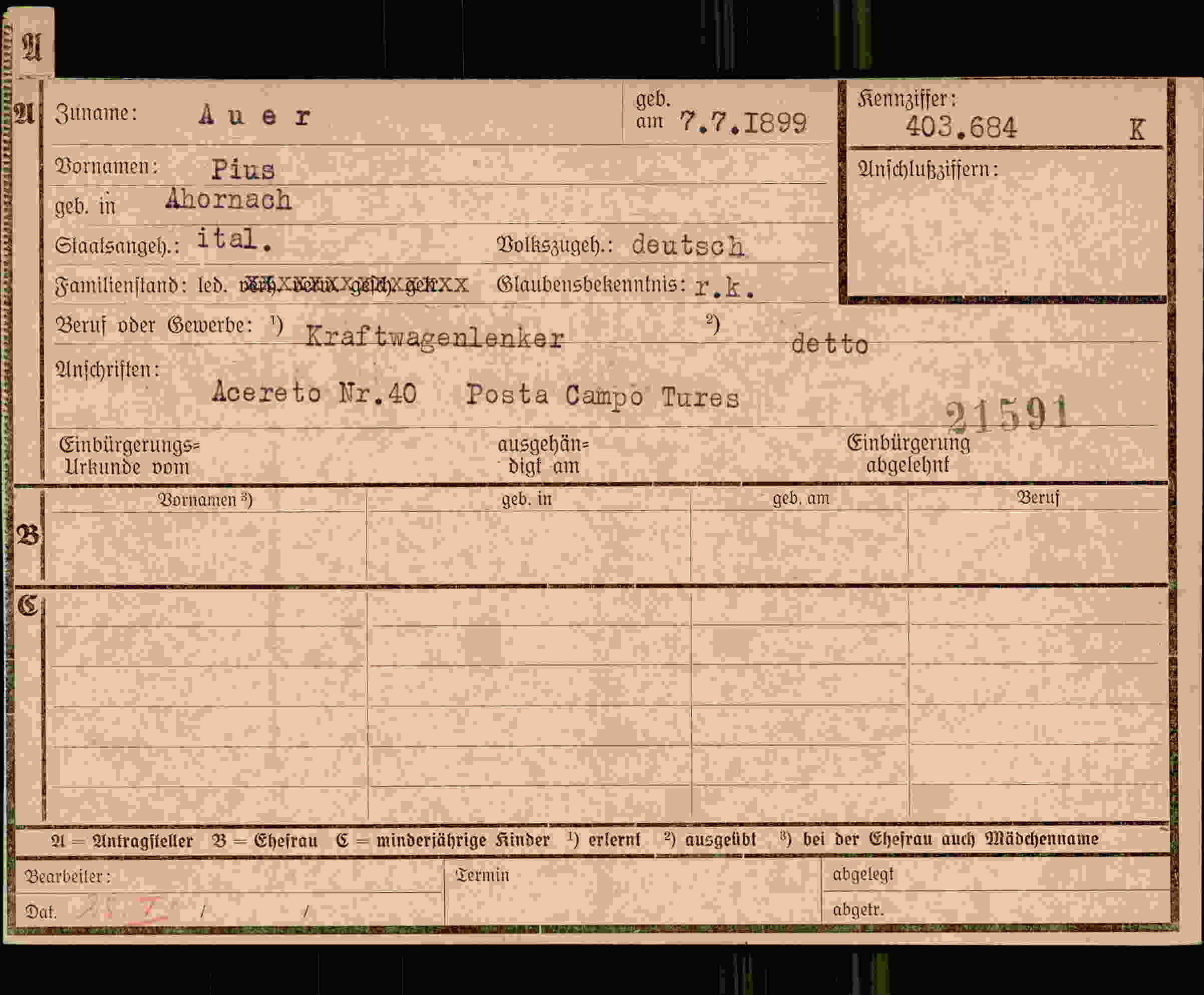 Dokument für Pius Auer