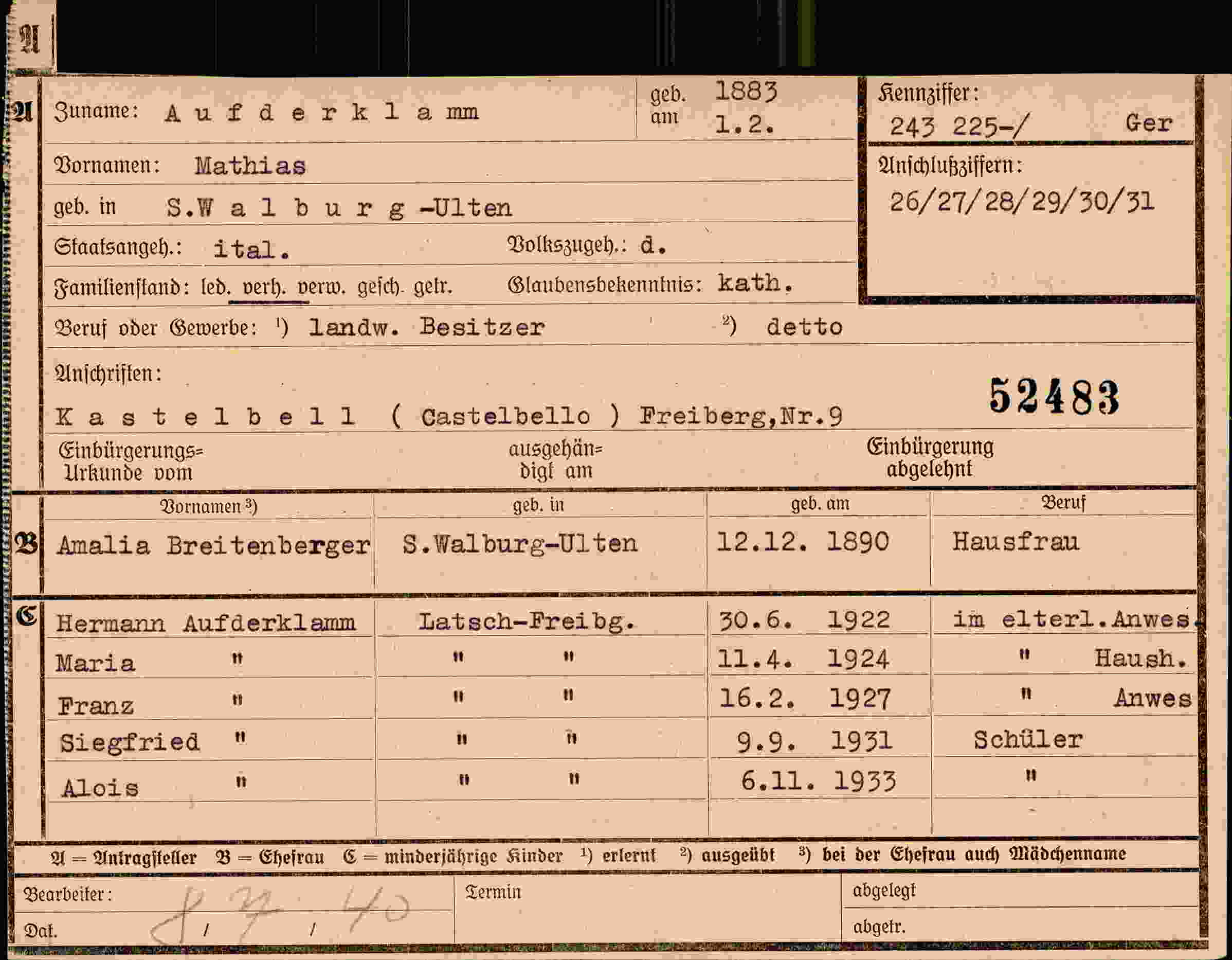 Dokument für Mathias Aufderklamm