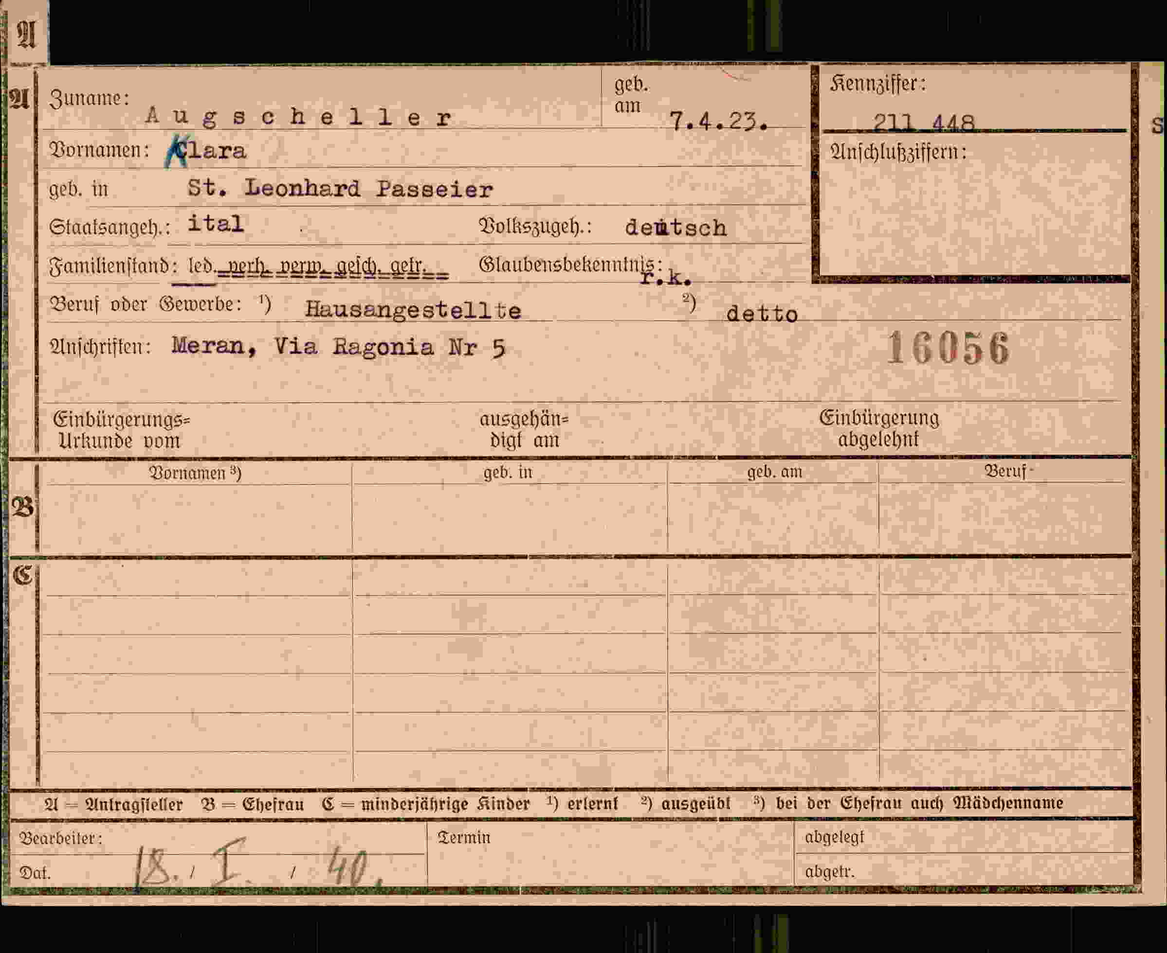 Dokument für Clara Augscheller