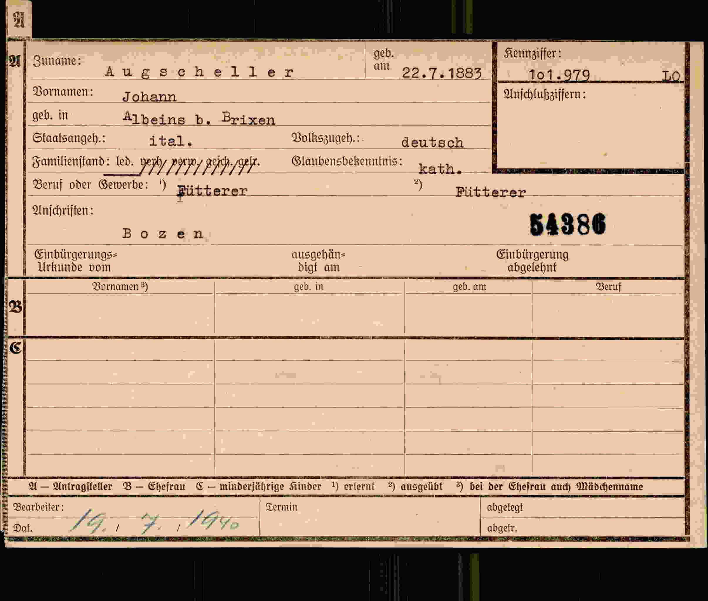 Dokument für Johann Augscheller