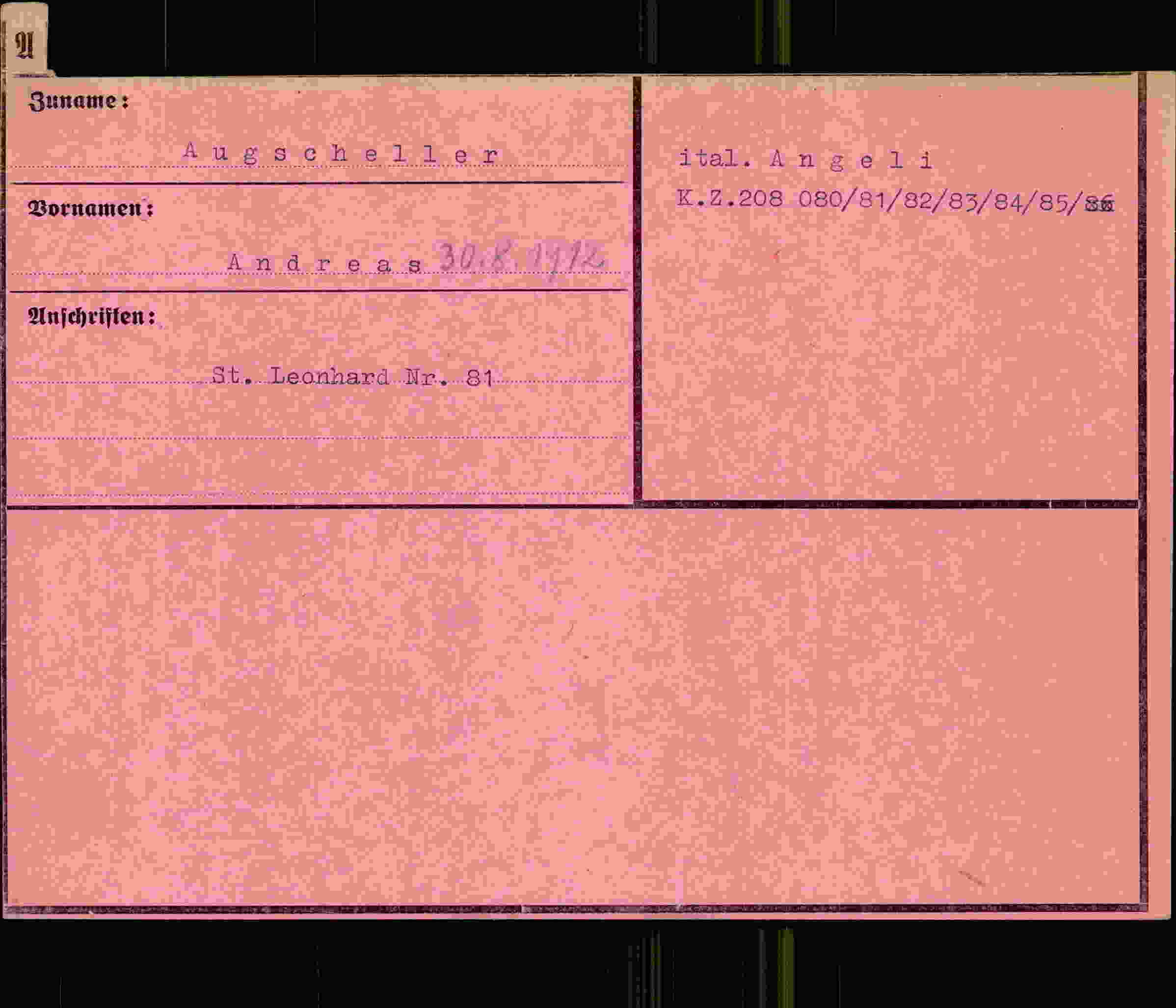 Vorderseite des Dokuments