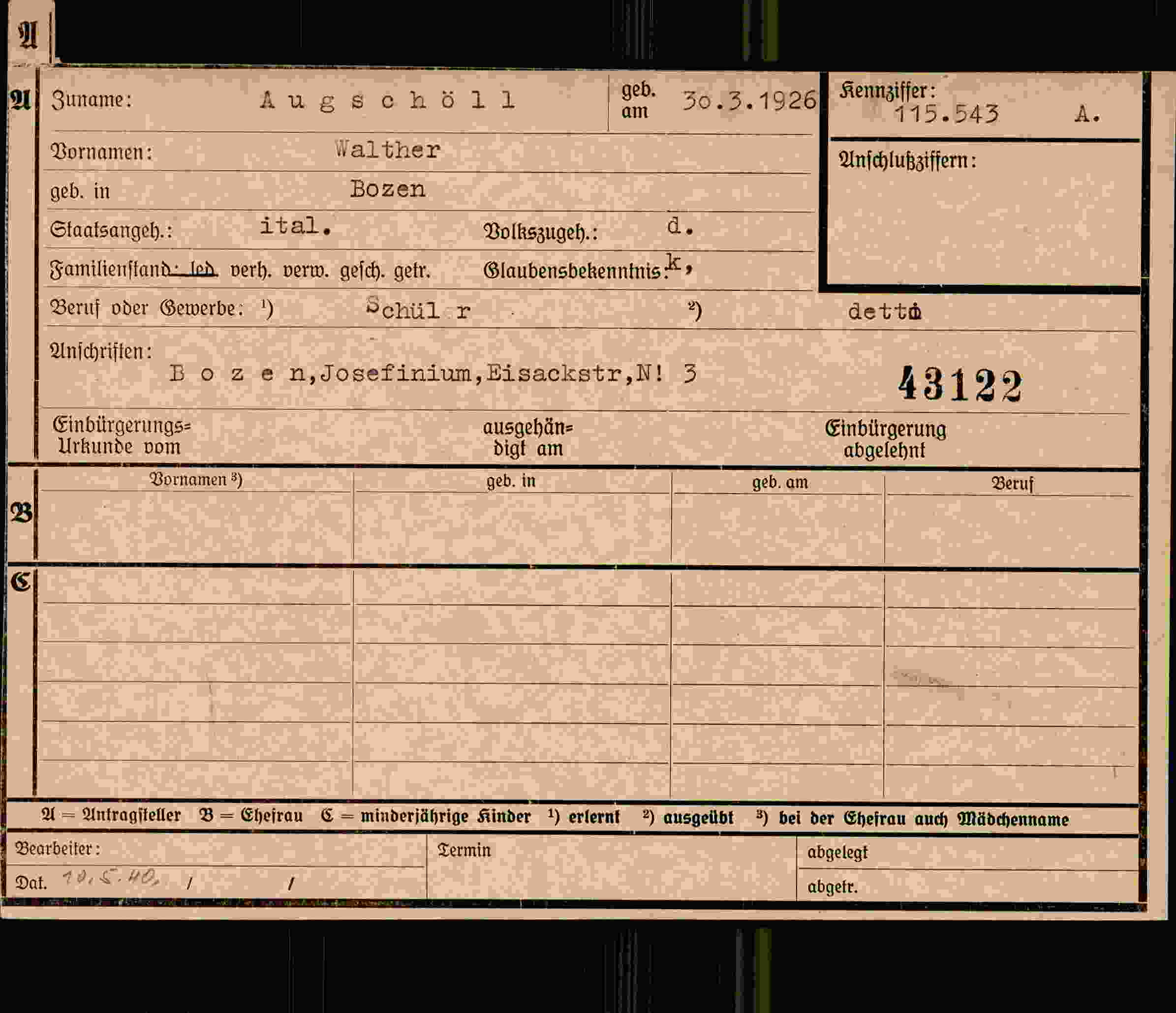 Dokument für Walther Augschöll
