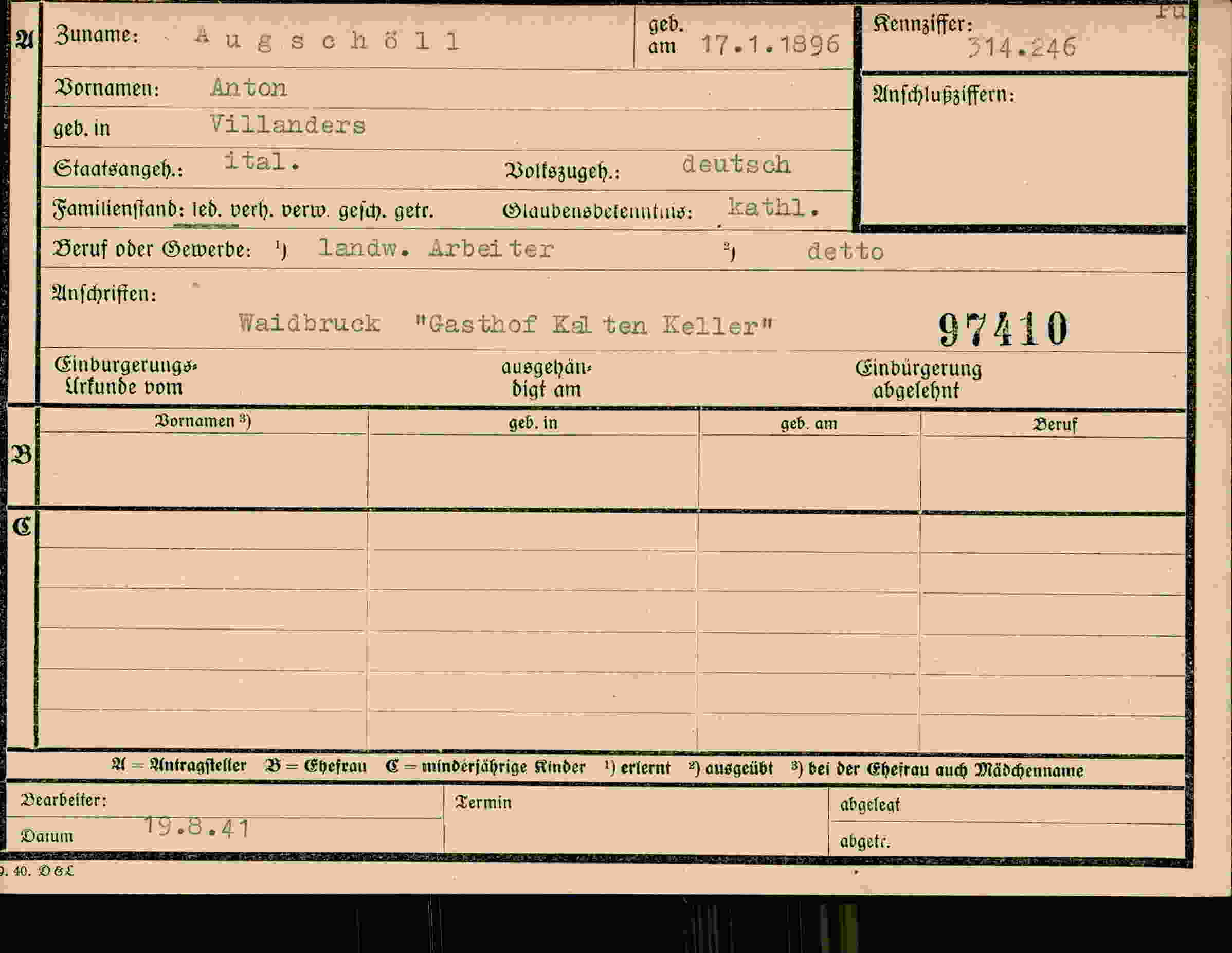 Dokument für Anton Augschöll