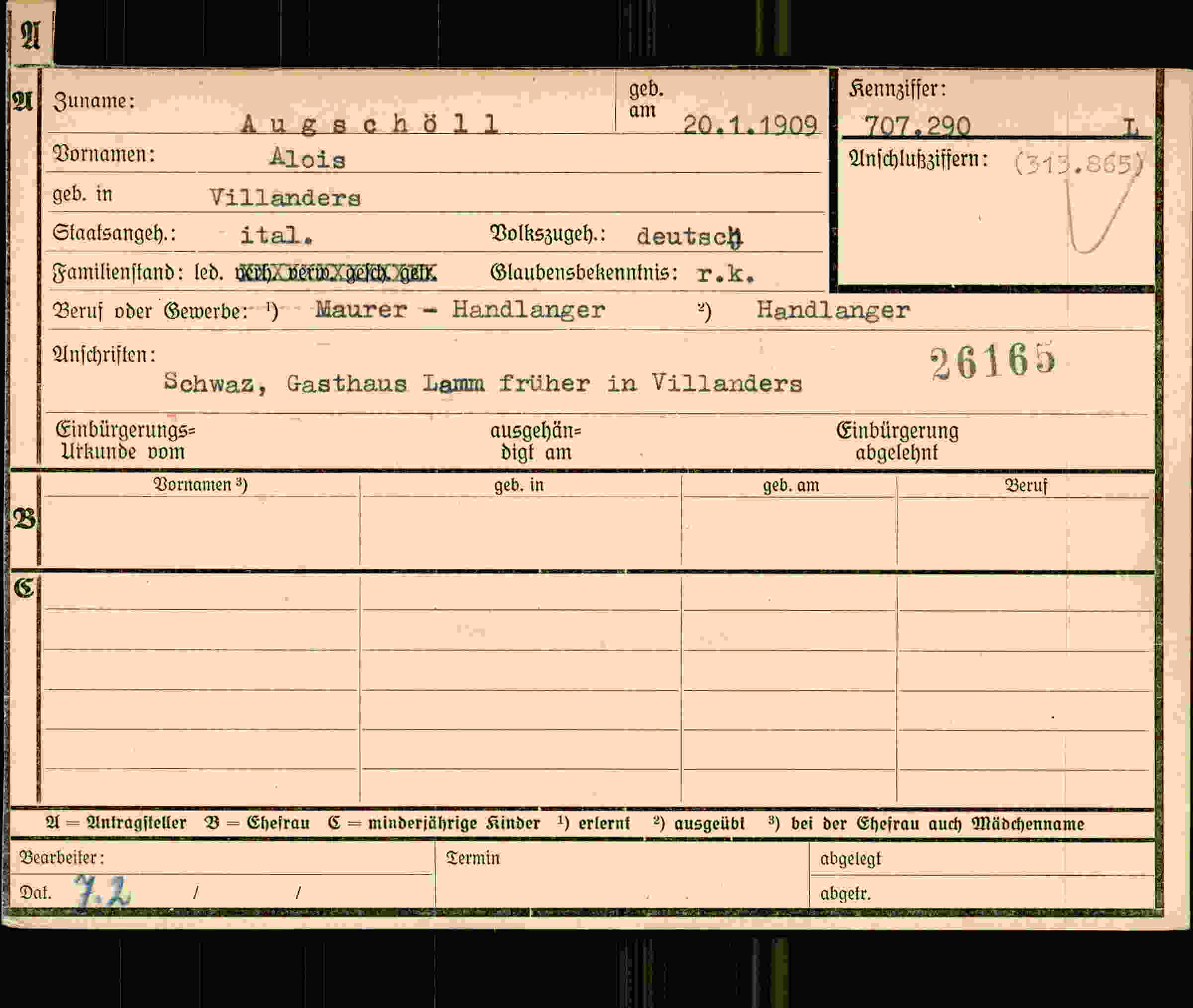 Dokument für Alois Augschöll