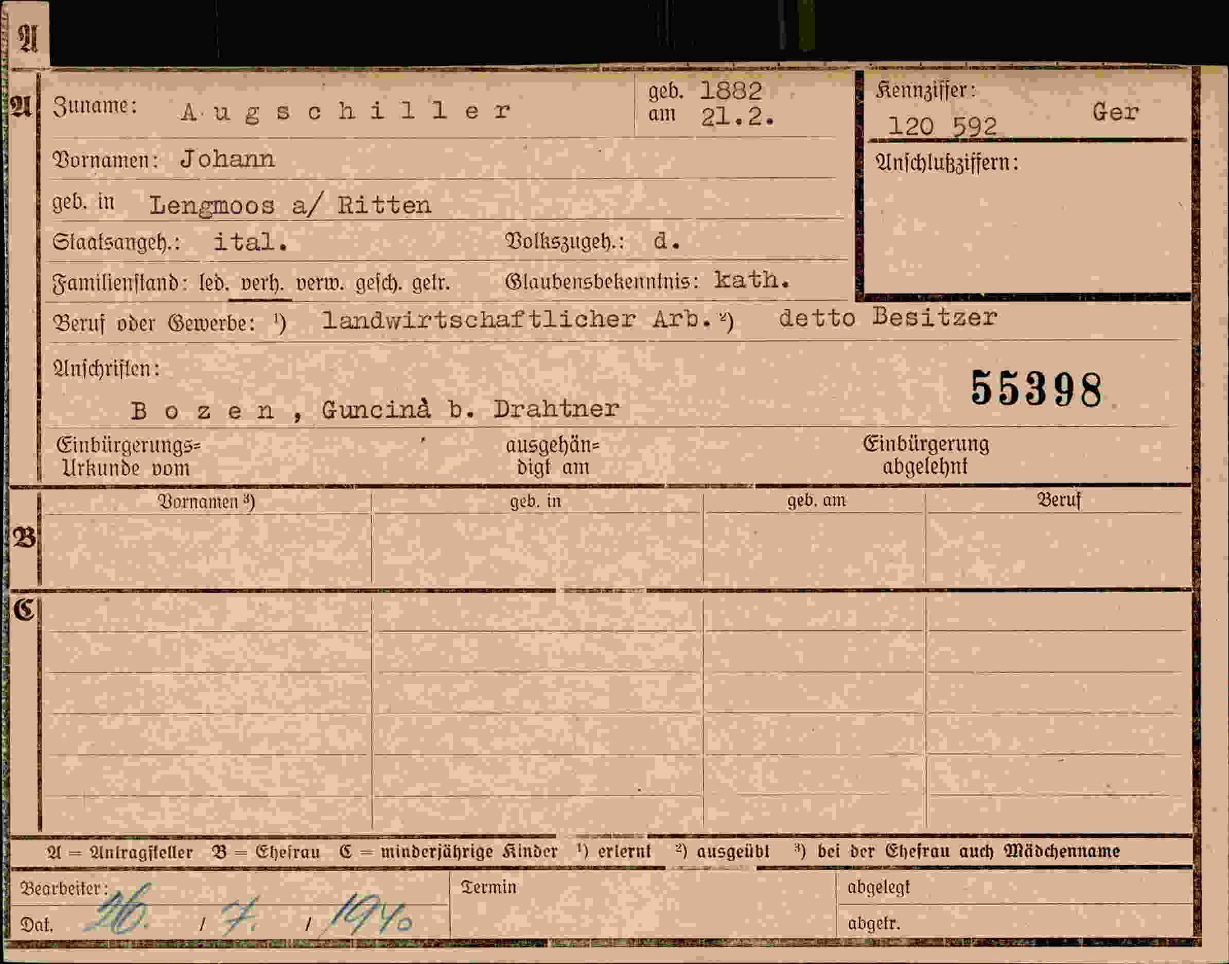 Dokument für Johann Augschiller