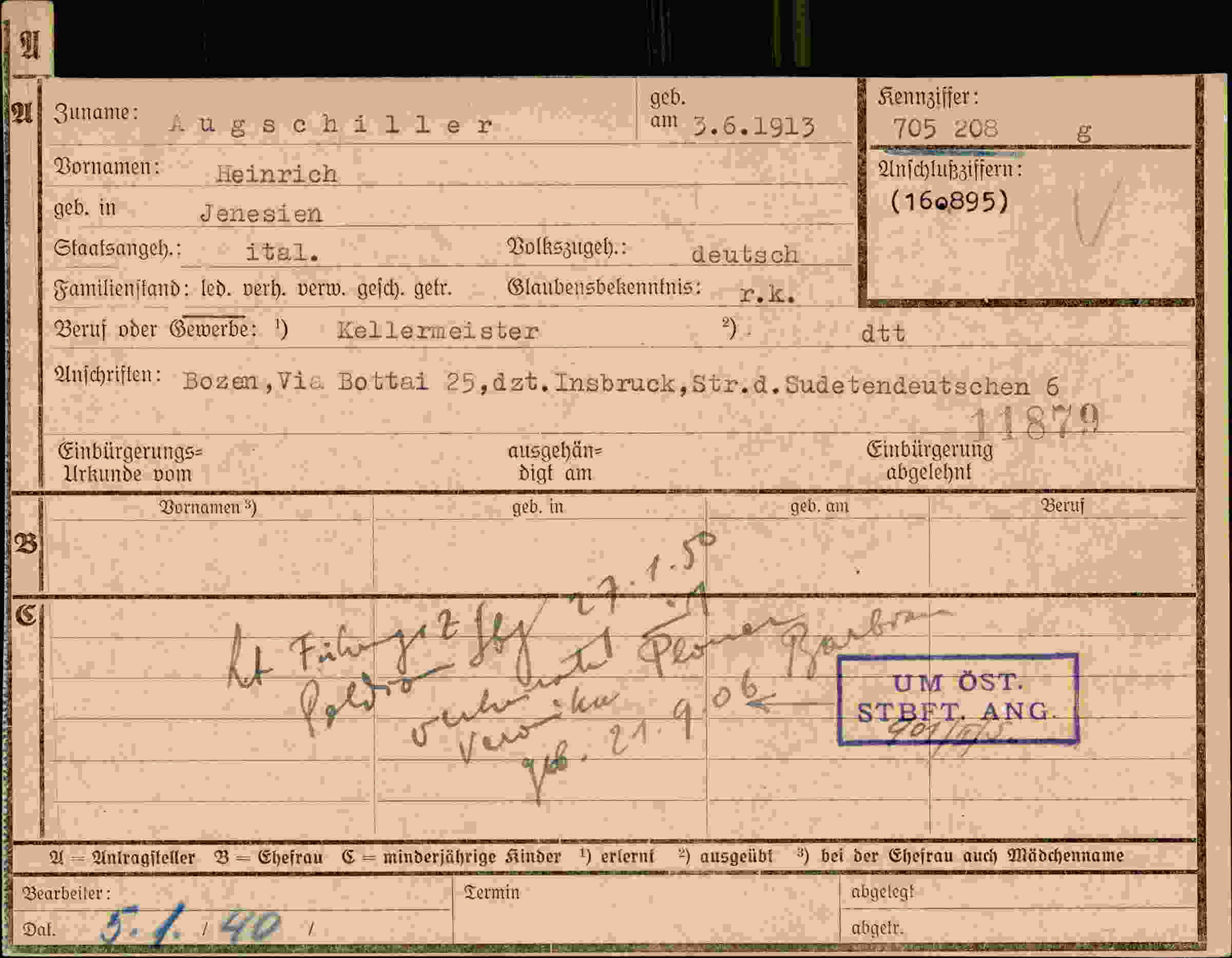 Dokument für Heinrich Augschiller