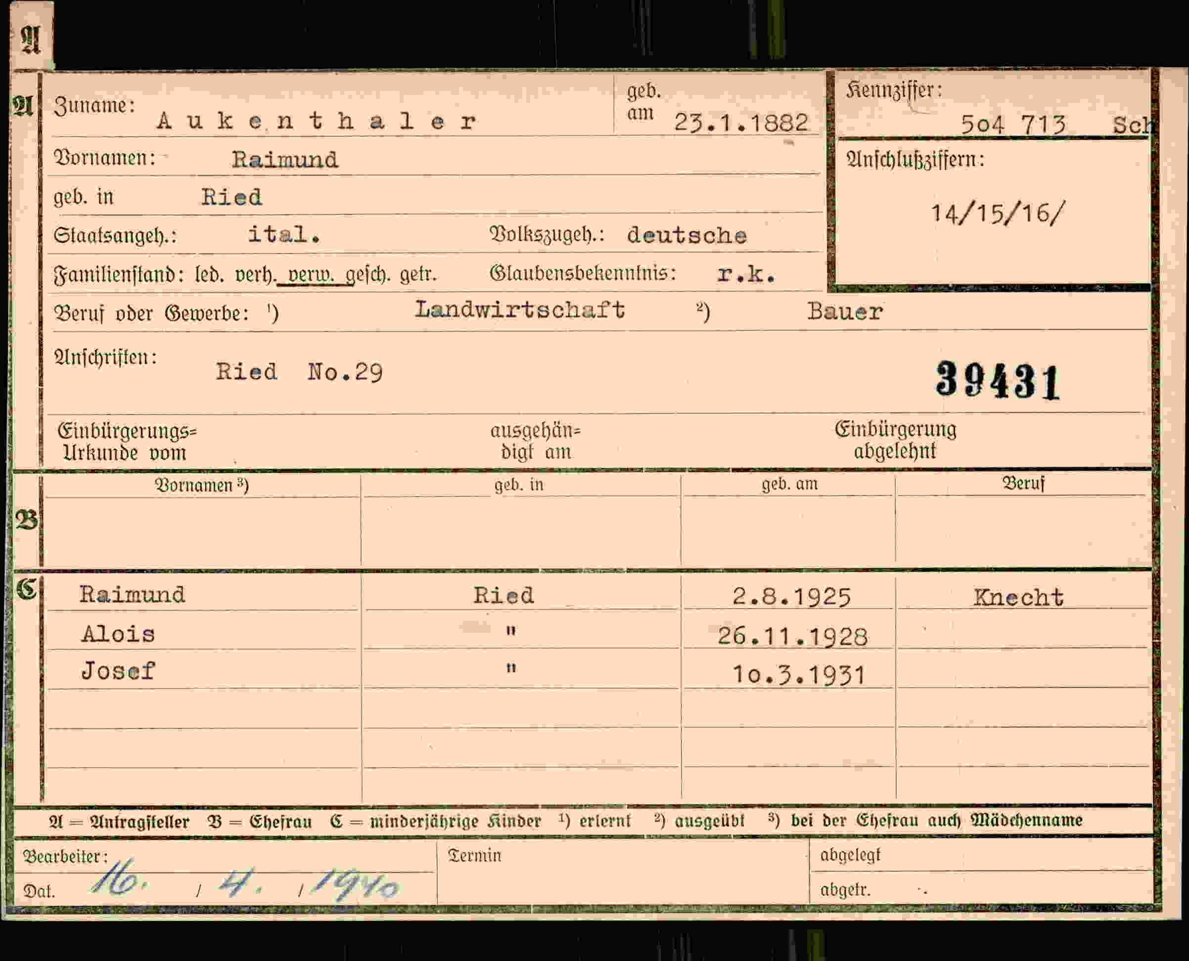 Dokument für Raimund Aukenthaler