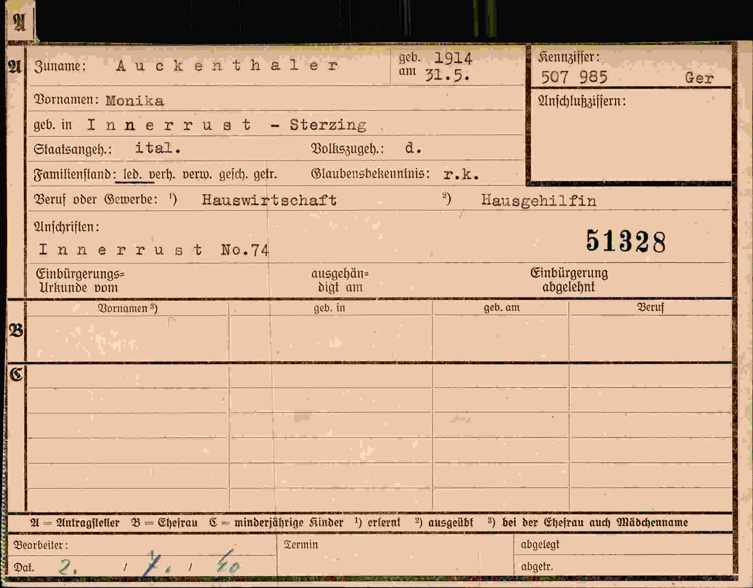 Dokument für Monika Auckenthaler
