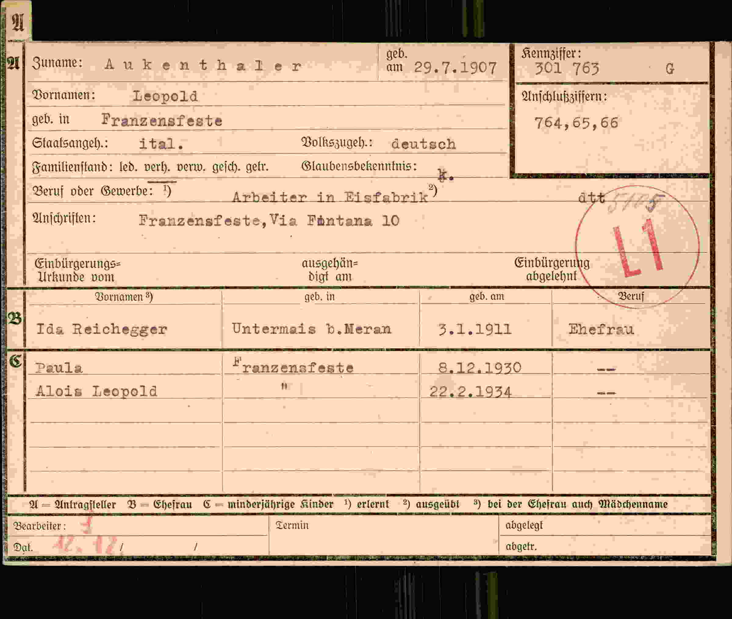 Dokument für Leopold Aukenthaler