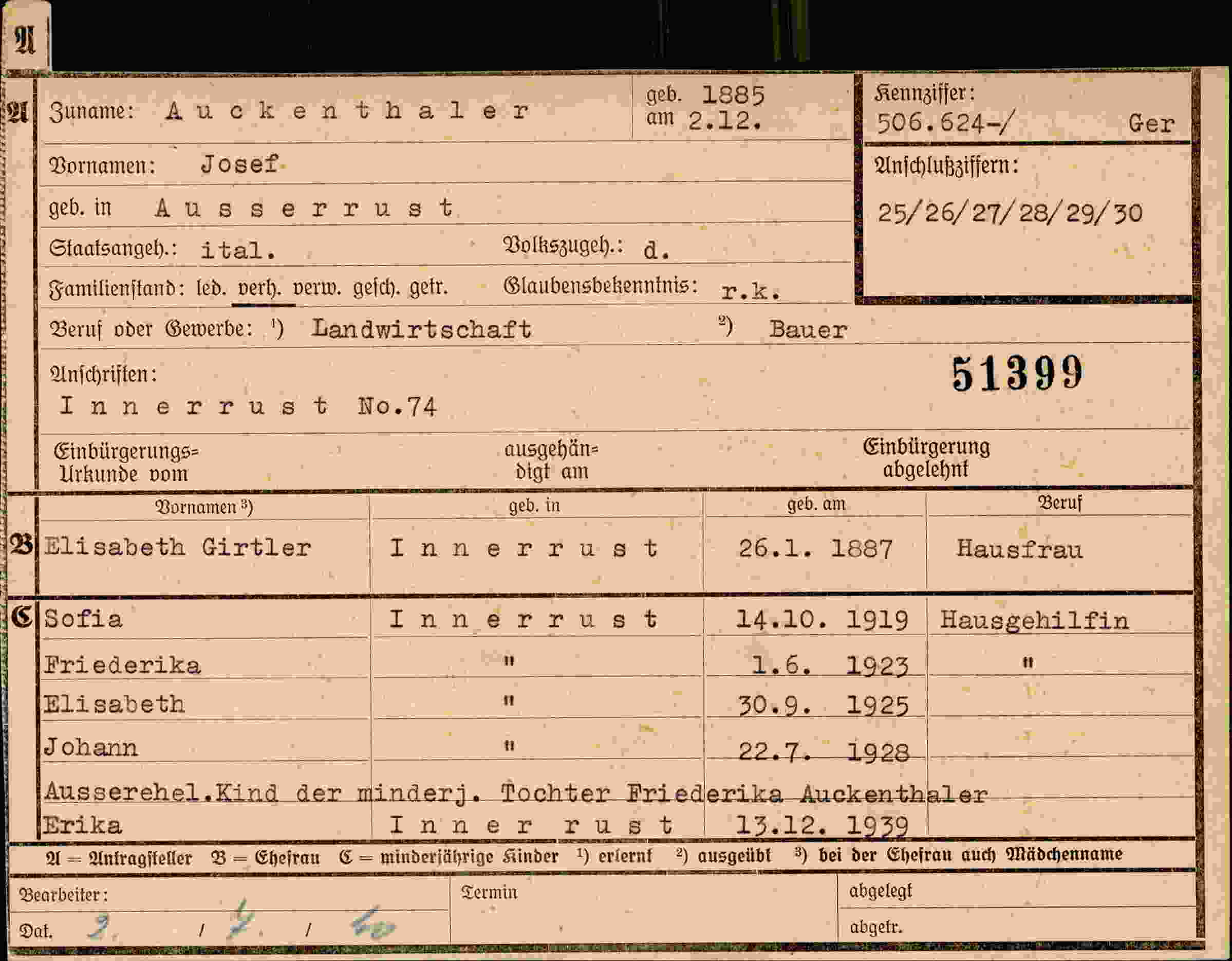 Vorderseite des Dokuments