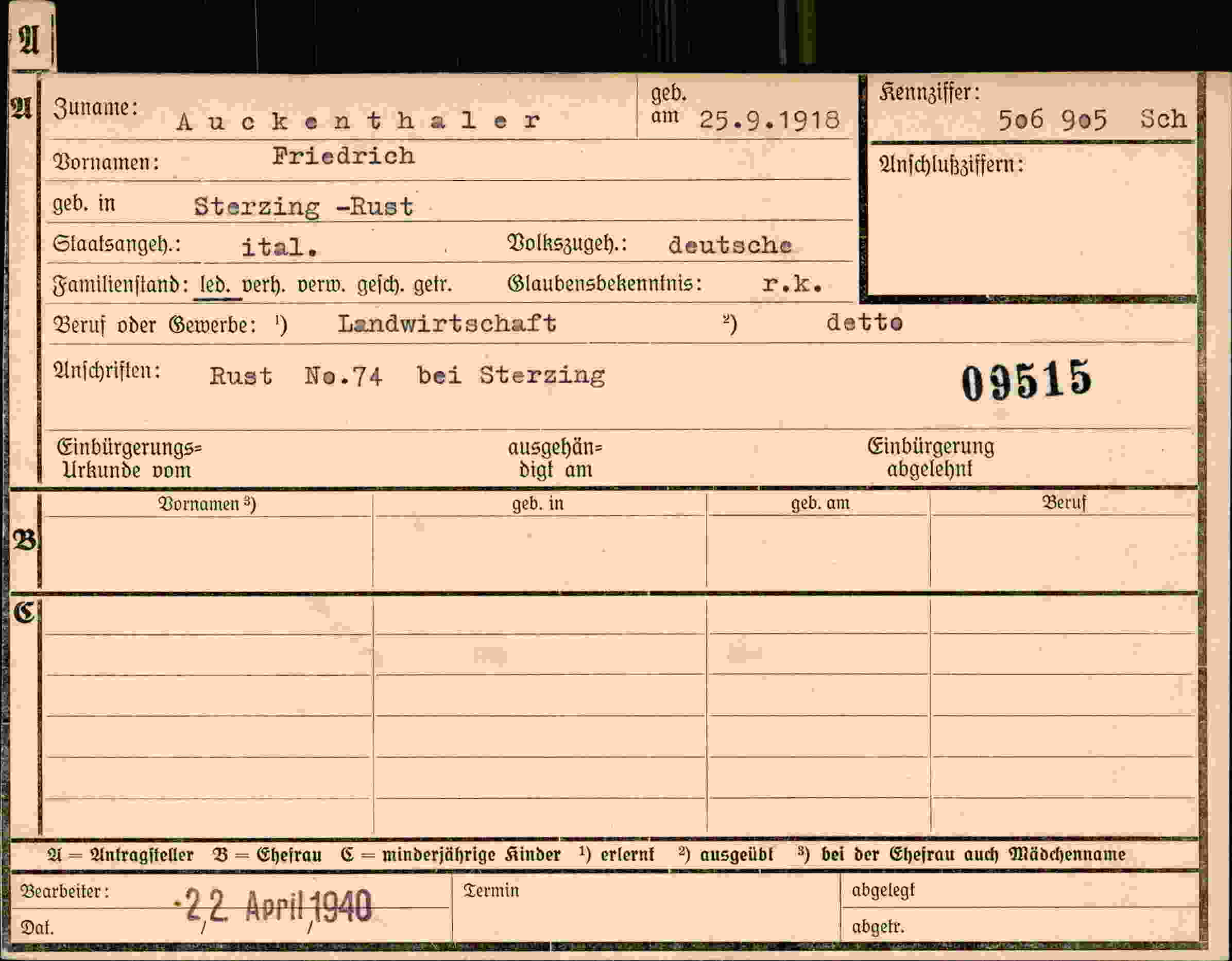 Dokument für Friedrich Auckenthaler