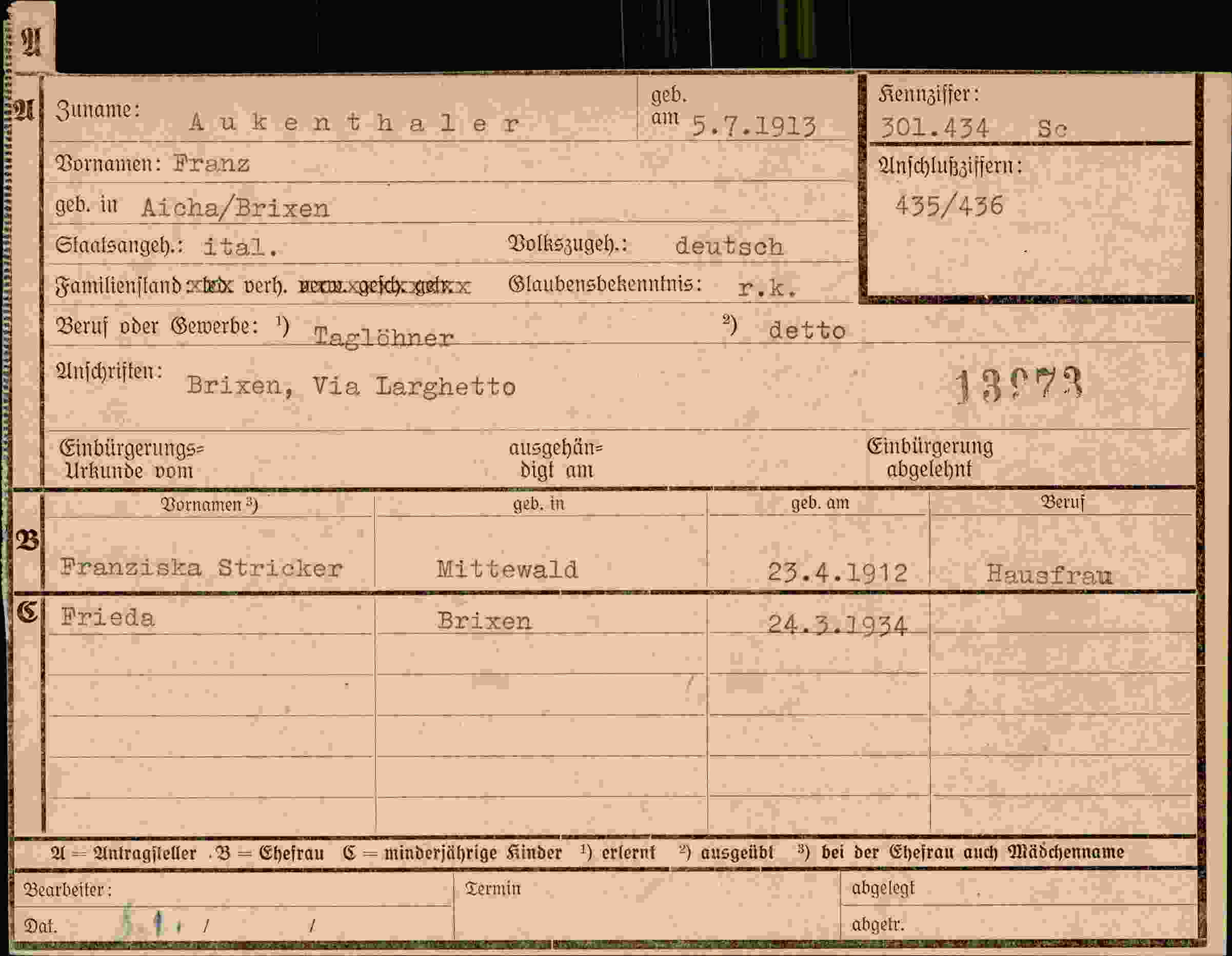 Dokument für Franz Aukenthaler