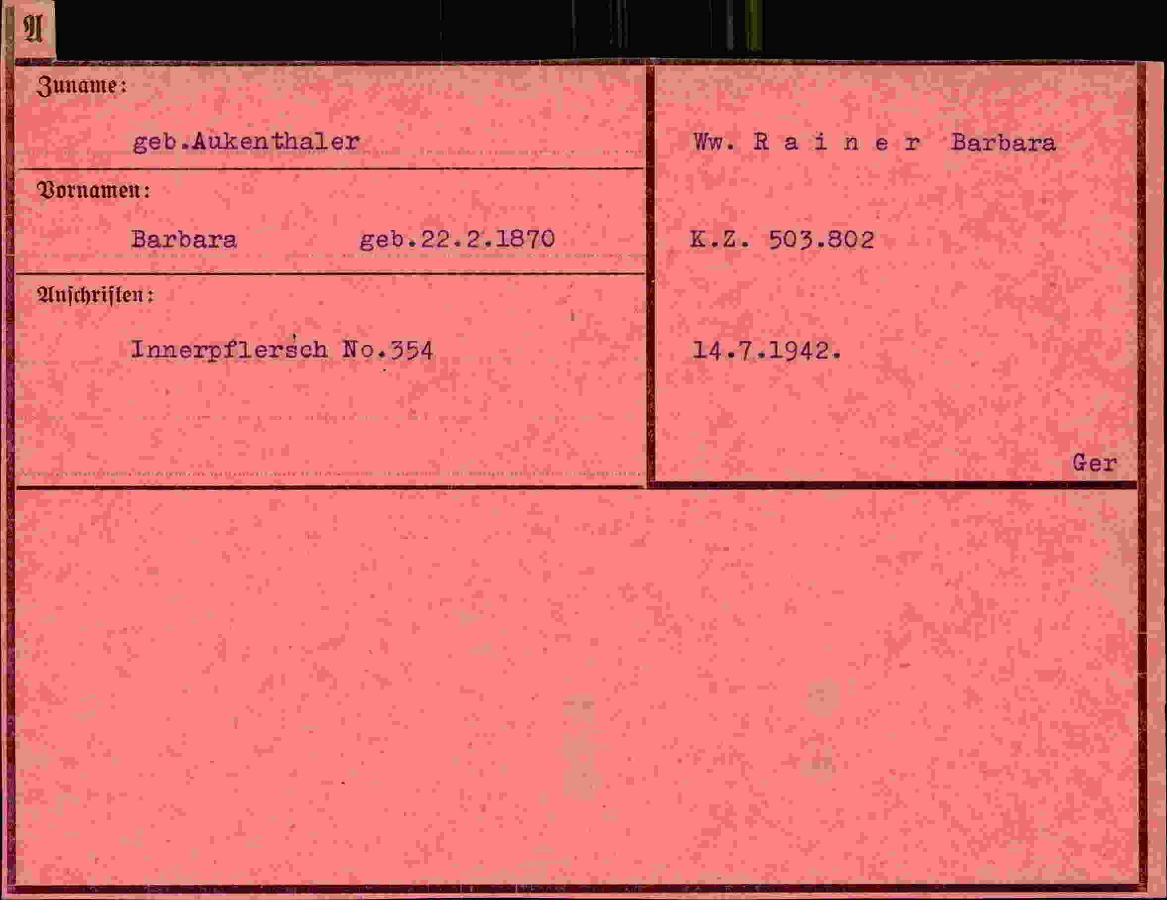 Vorderseite des Dokuments