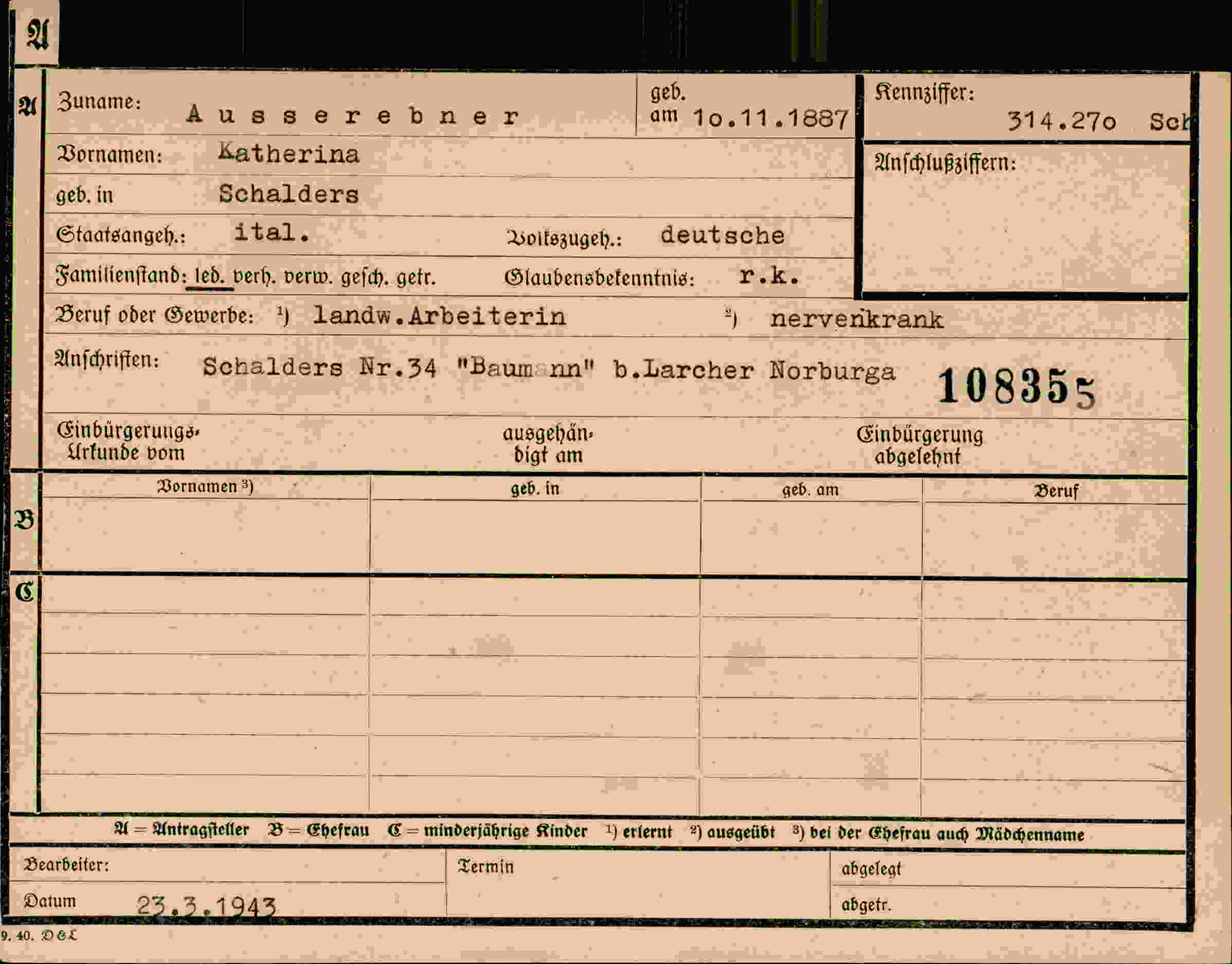 Dokument für Katherina Ausserebner