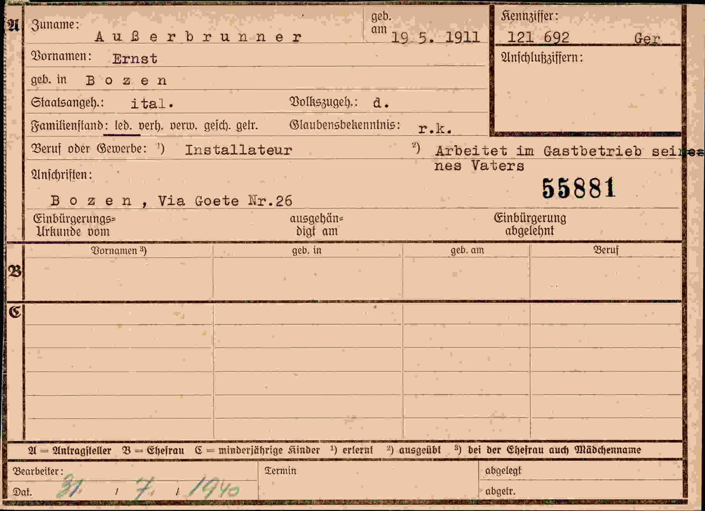 Dokument für Ernst Außerbrunner