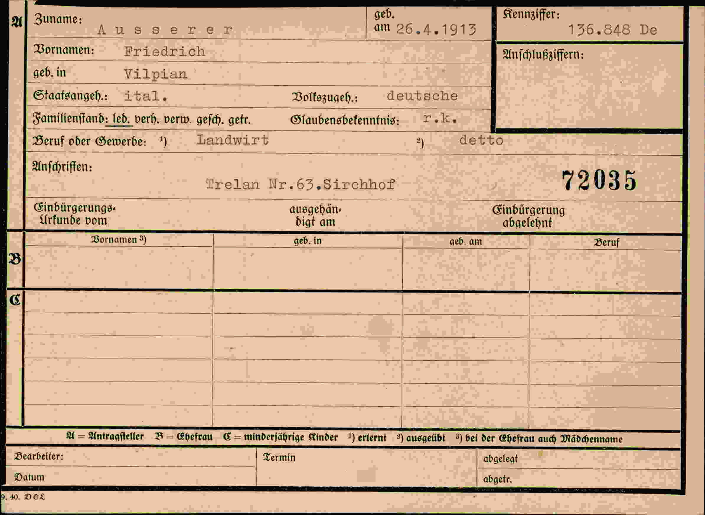 Vorderseite des Dokuments