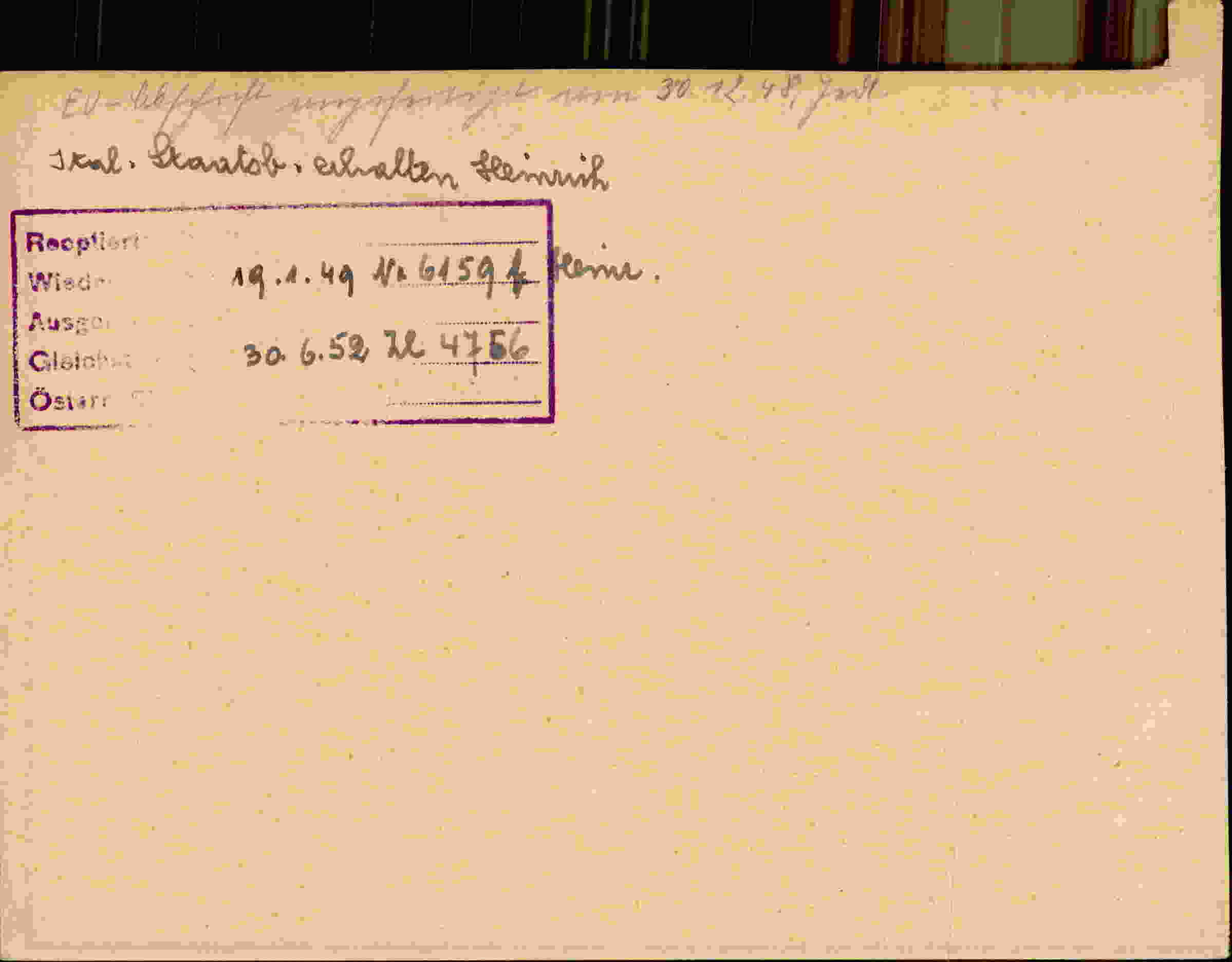 Rückseite des Dokuments