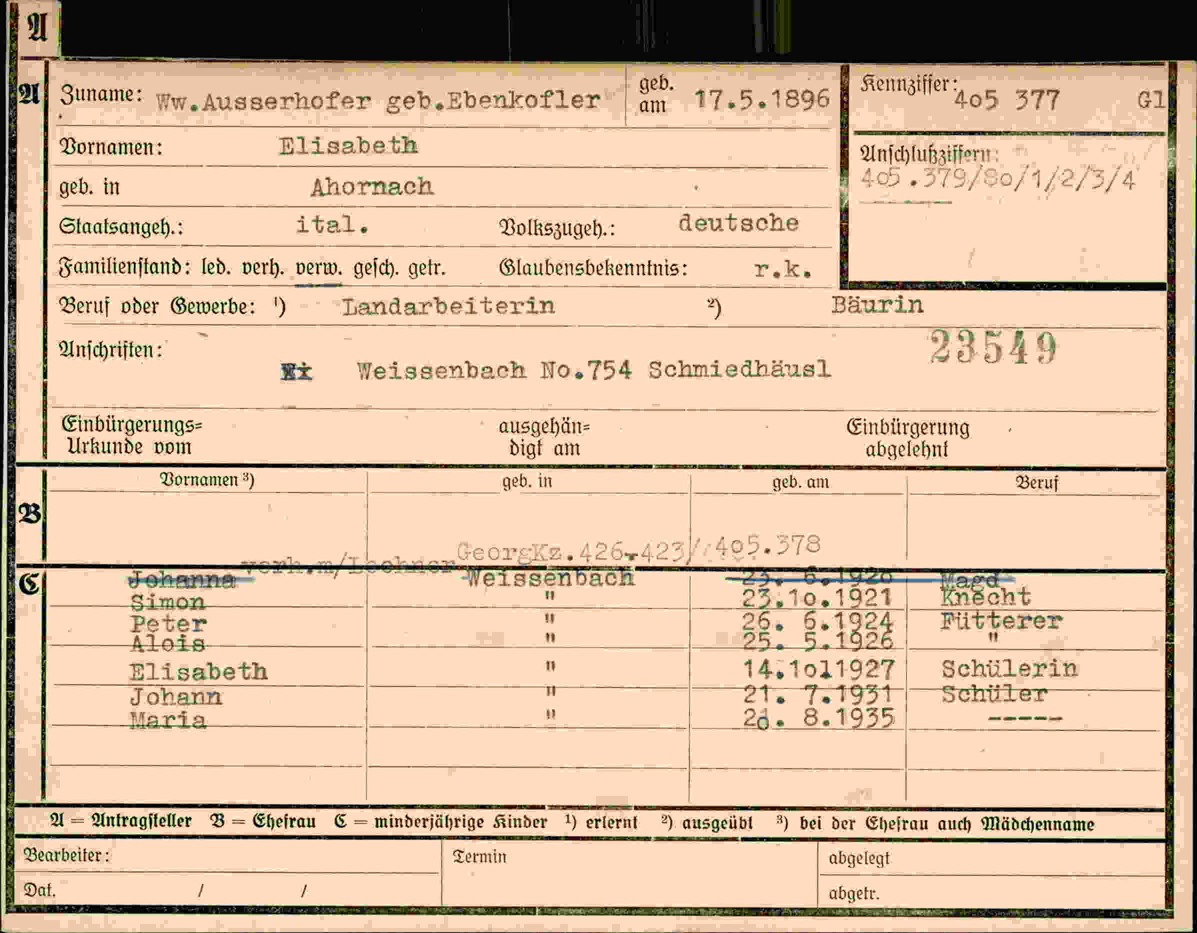 Vorderseite des Dokuments