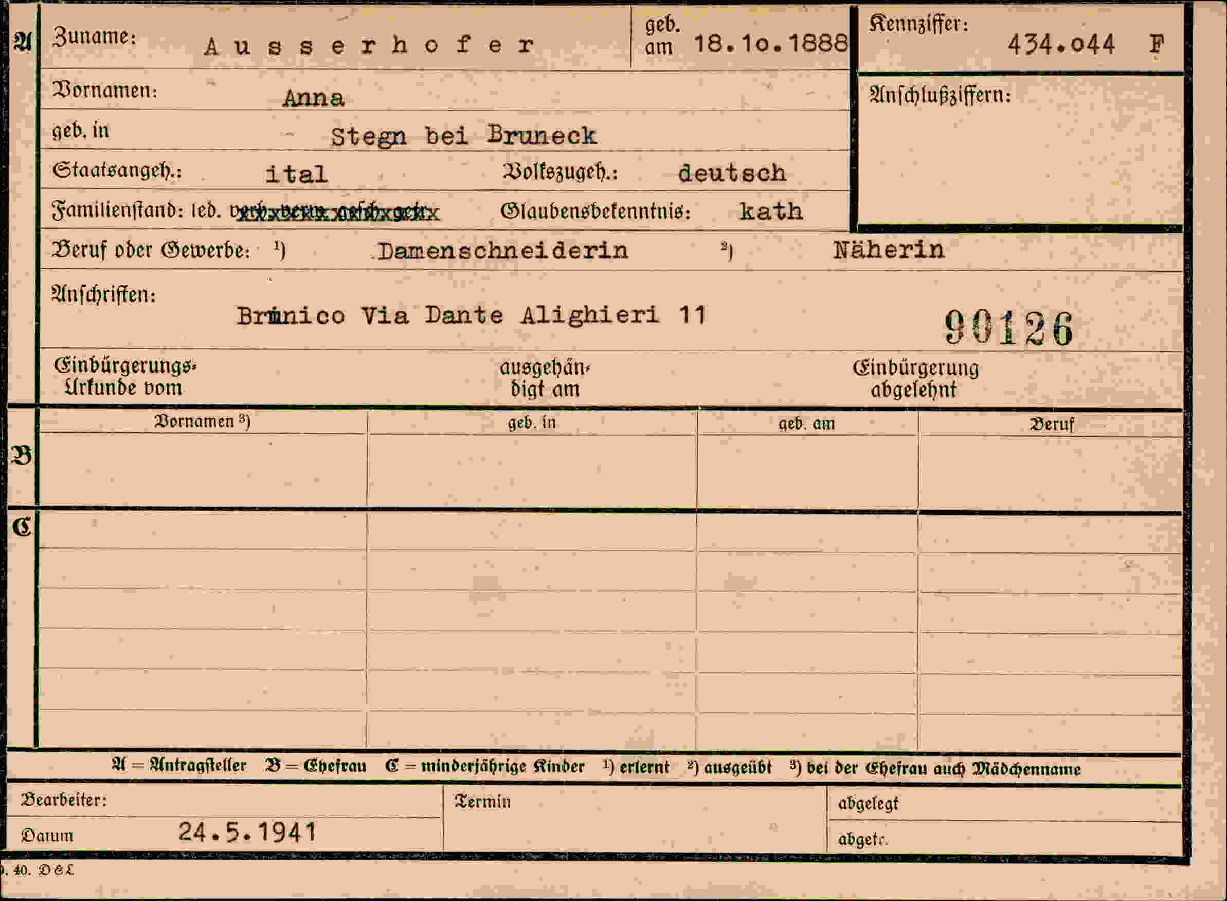 Dokument für Anna Ausserhofer