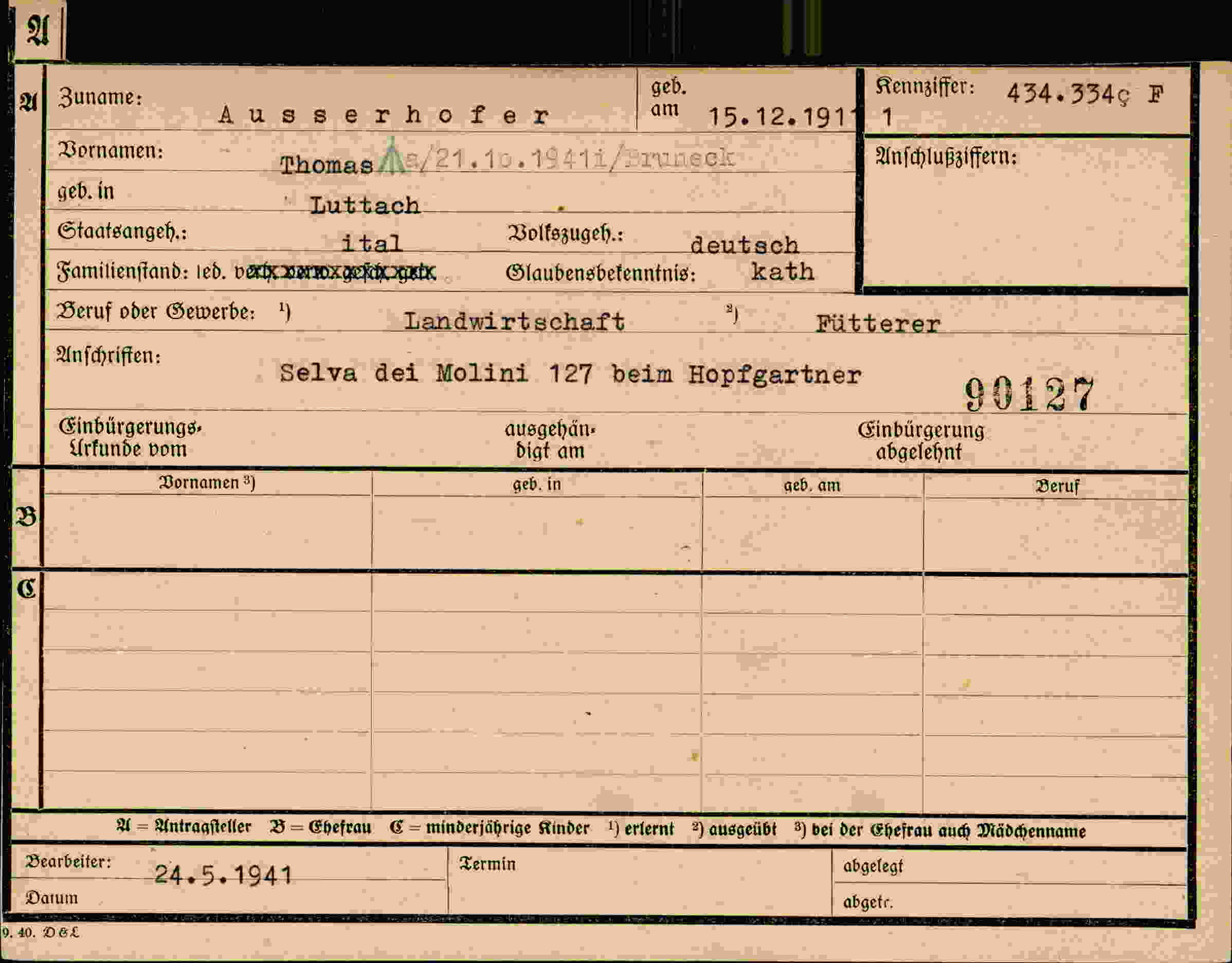 Dokument für Thomas Ausserhofer